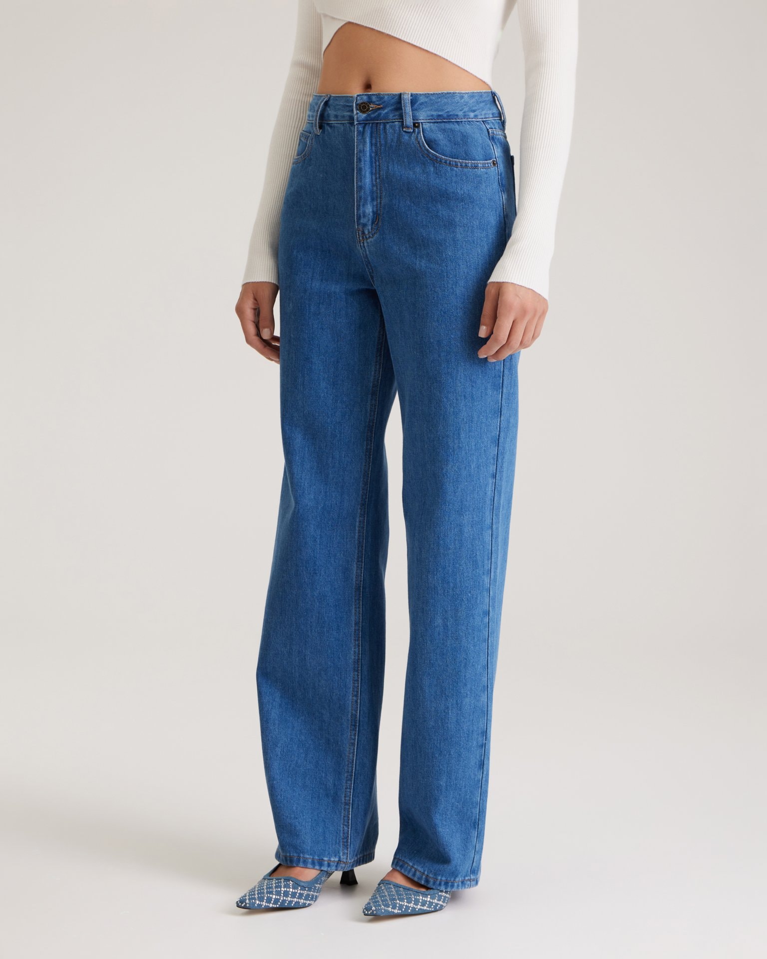 Wide-leg jeans, Blue — photo 8