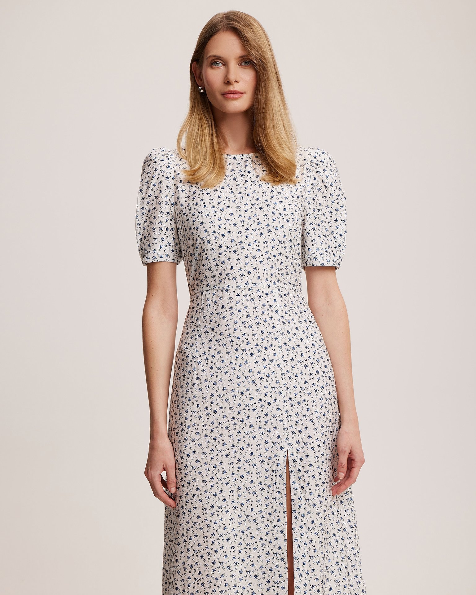 Dress with a slit, White — photo 2