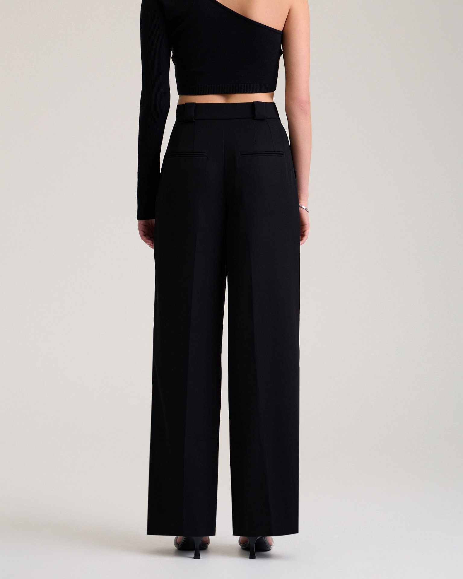 Trousers with decorative pocket in black, Black — photo 2