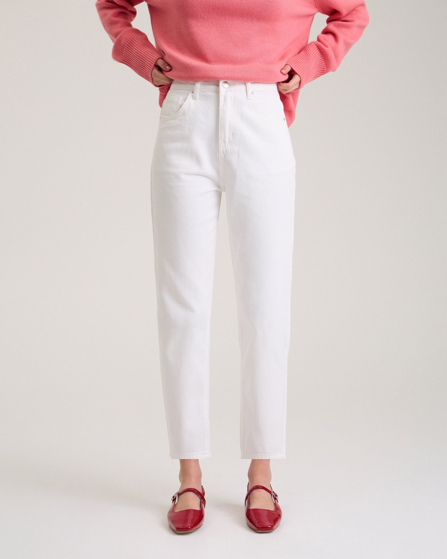 White cropped jeans, White — photo 2