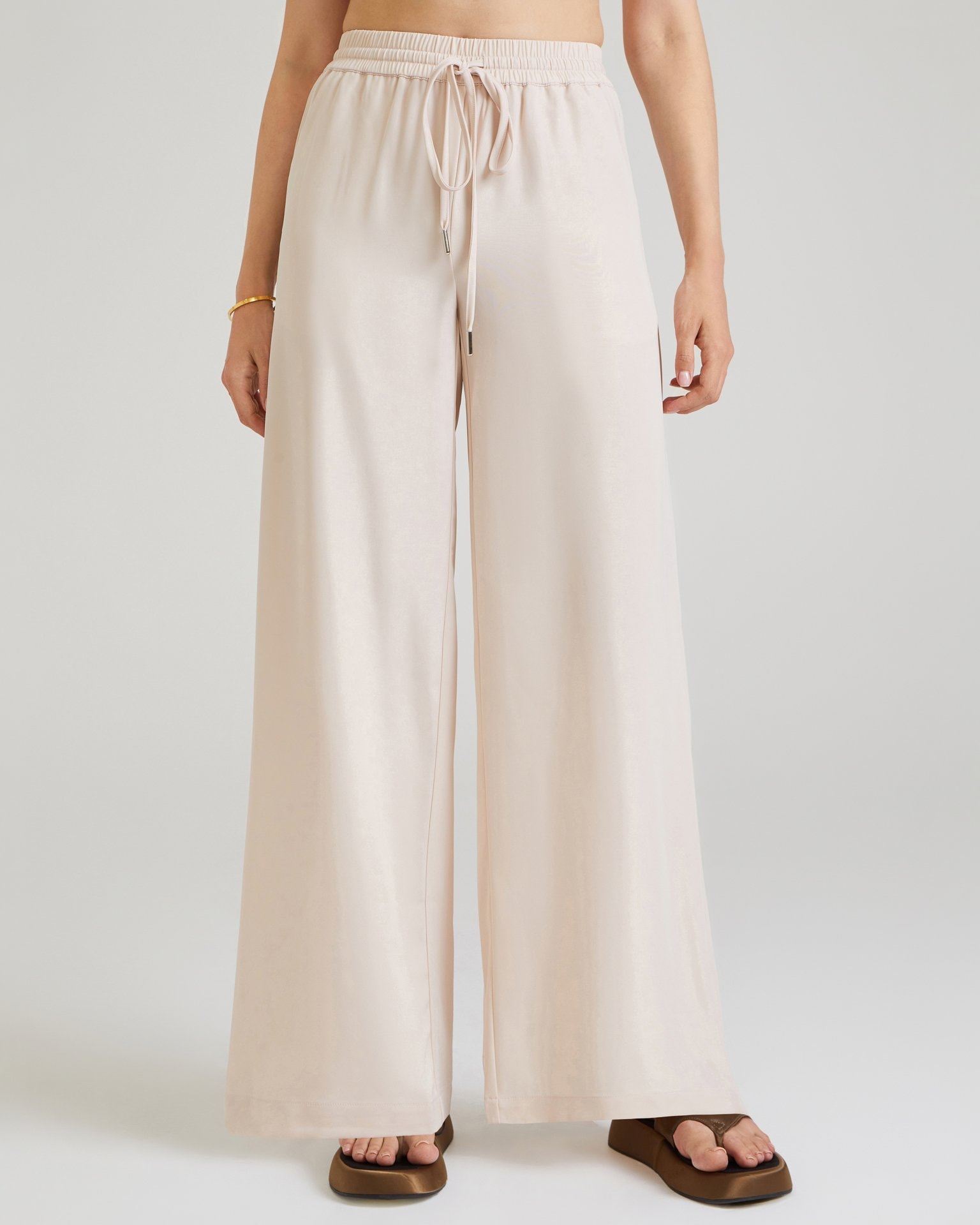 Viscose palazzo trousers, Beige — photo 2