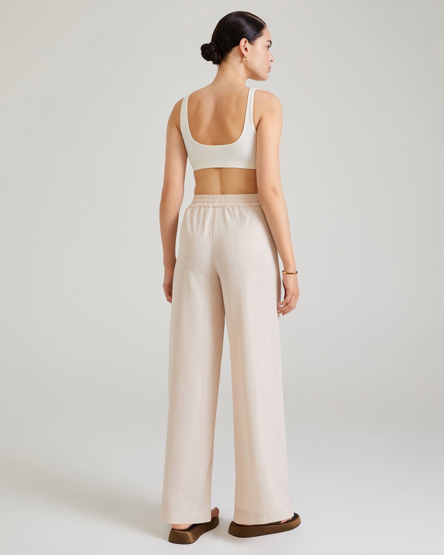 Viscose palazzo trousers, Beige — photo 5