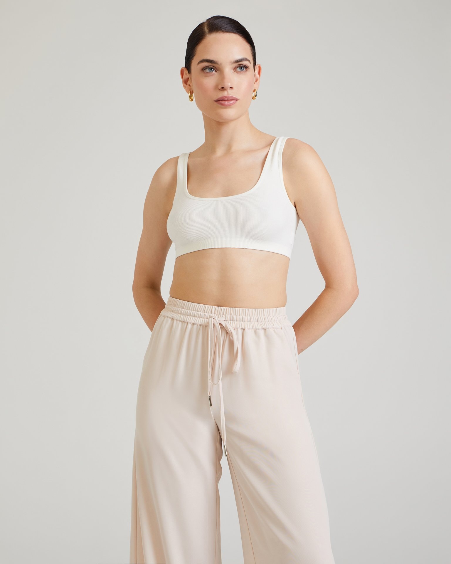Viscose palazzo trousers, Beige — photo 4