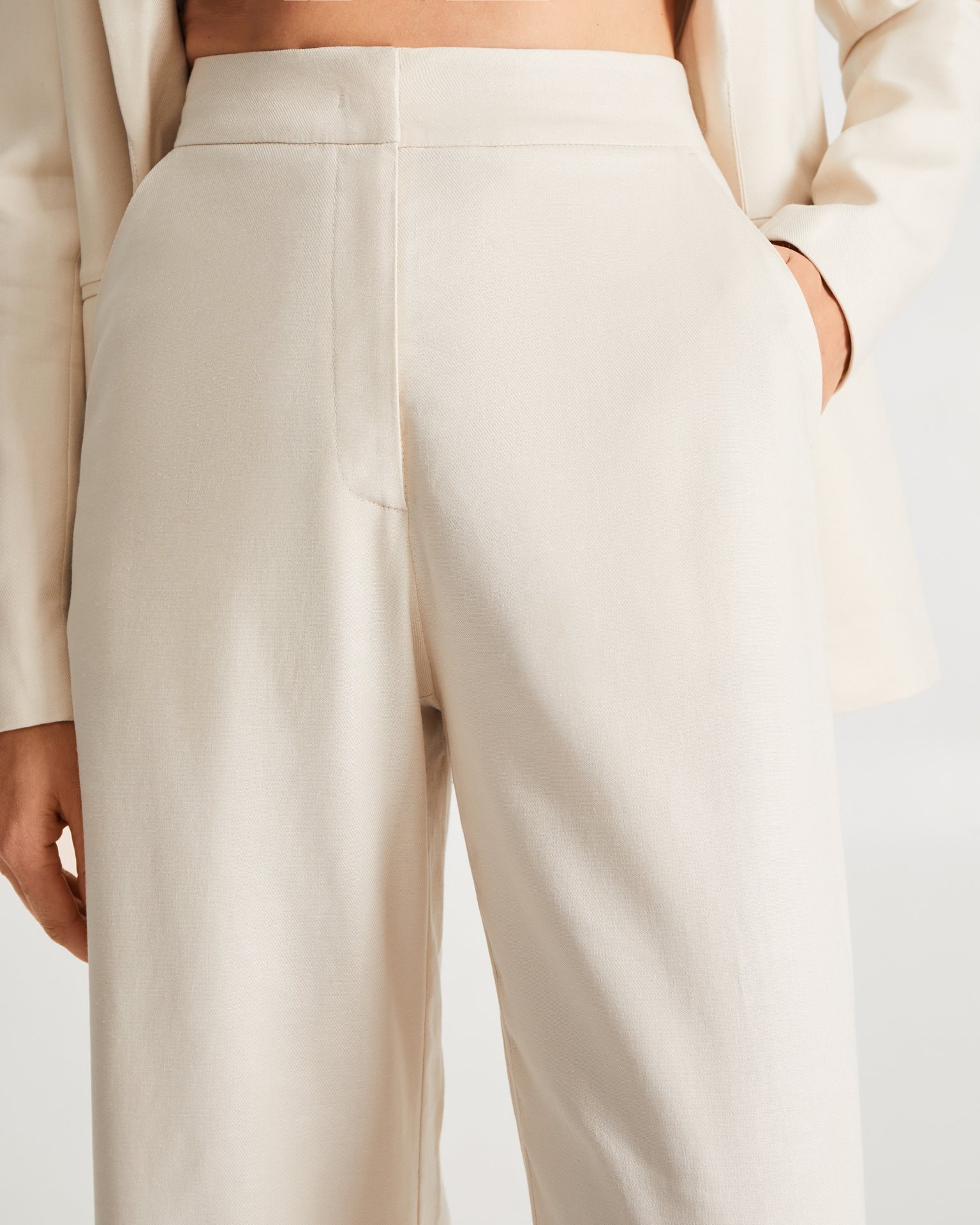 Beige linen trousers, Beige — photo 5