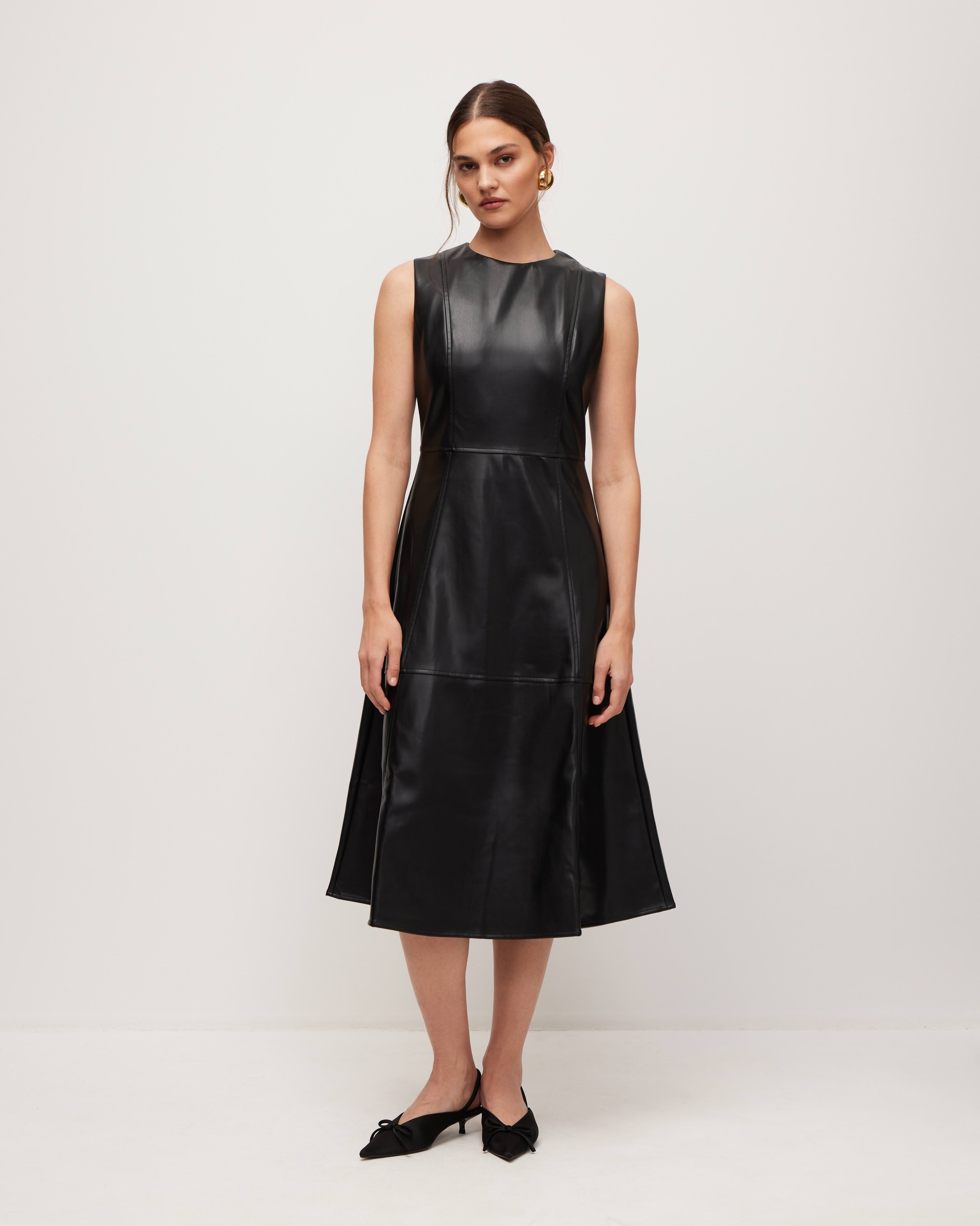 Faux leather dress, Black