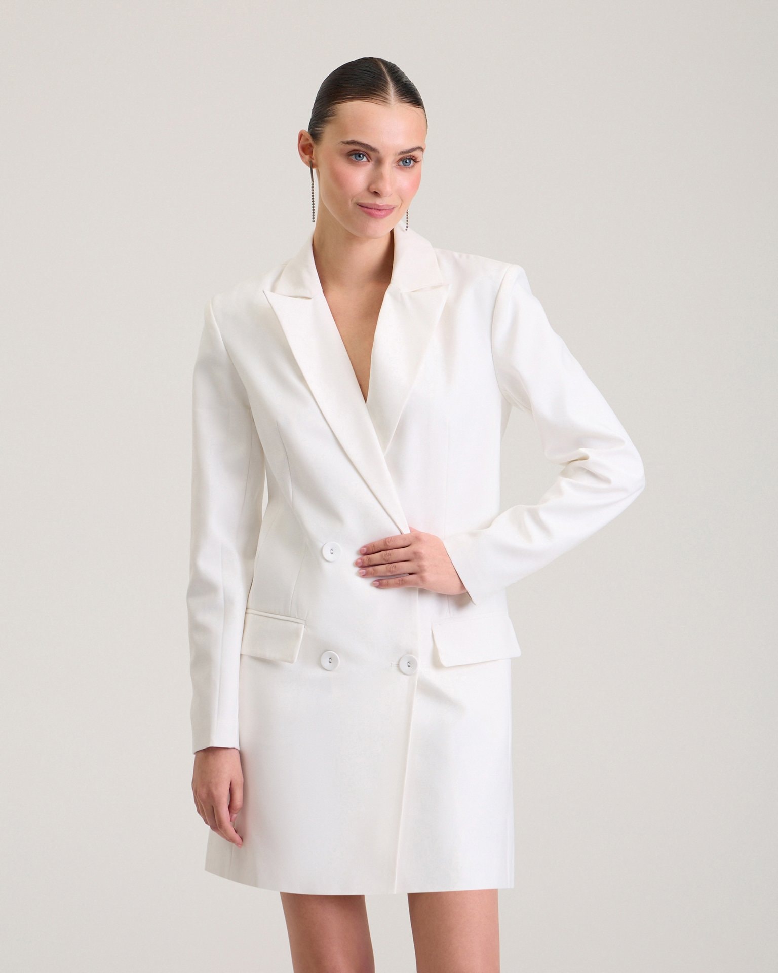 White blazer dress, White — photo 7