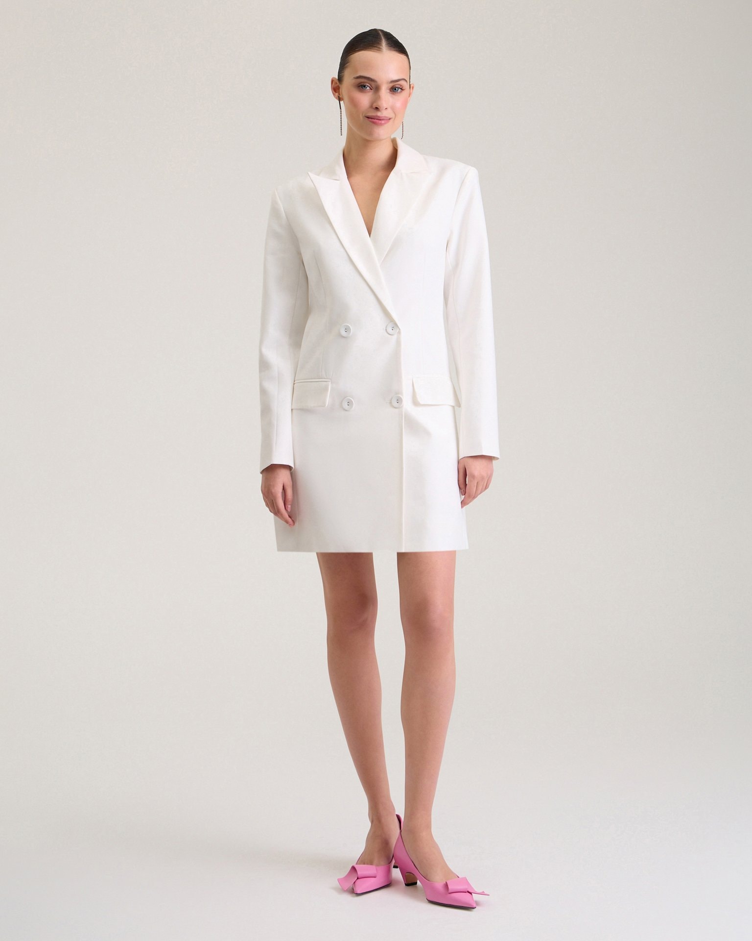 White blazer dress, White — photo 6