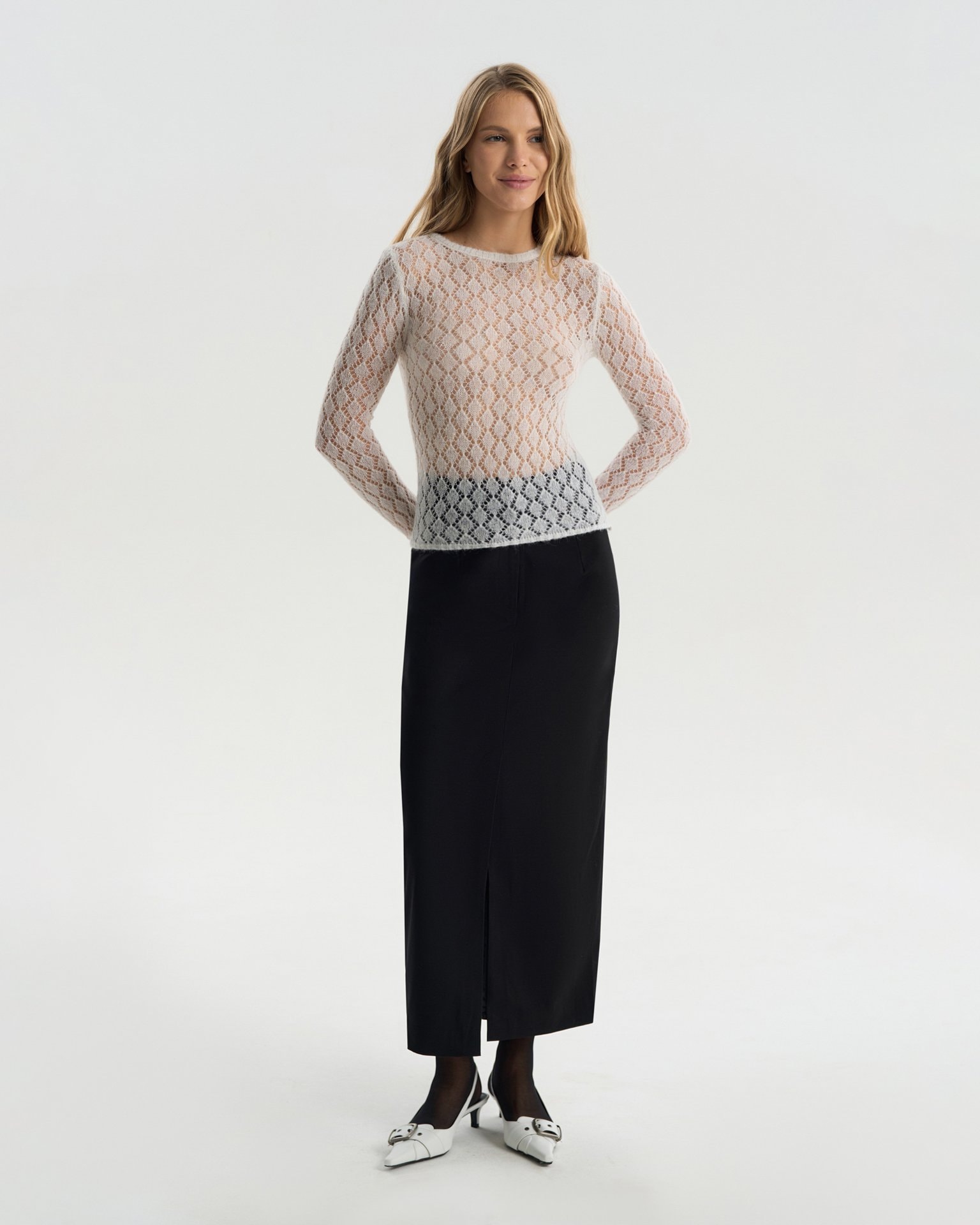 Wool Knit Jumper, White — photo 2