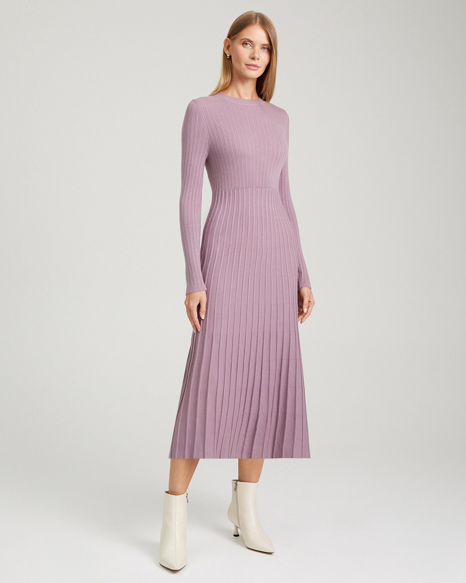 Knit Mid-Length Dress, Lilac