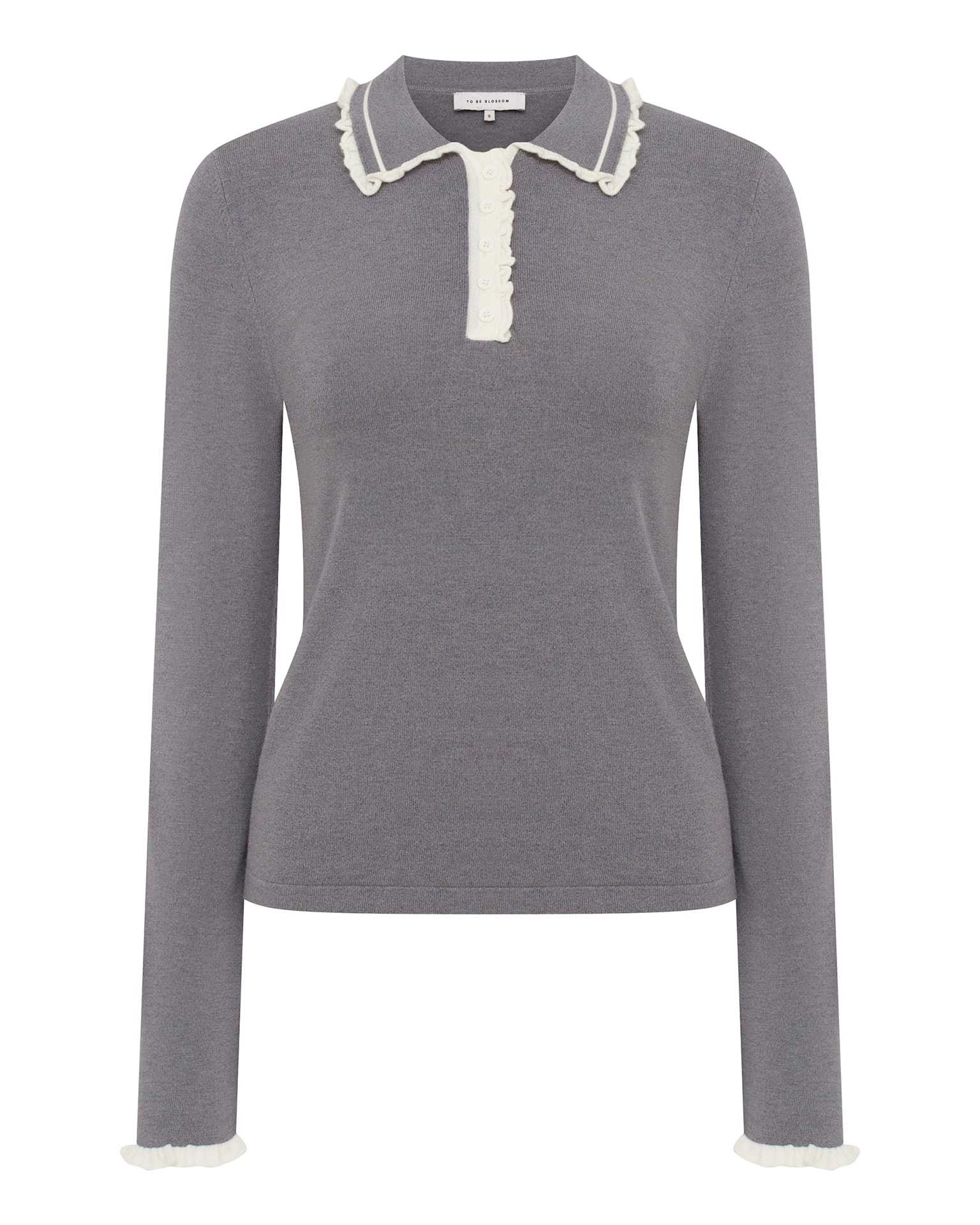 long-sleeved polo shirt, Gray — photo 2