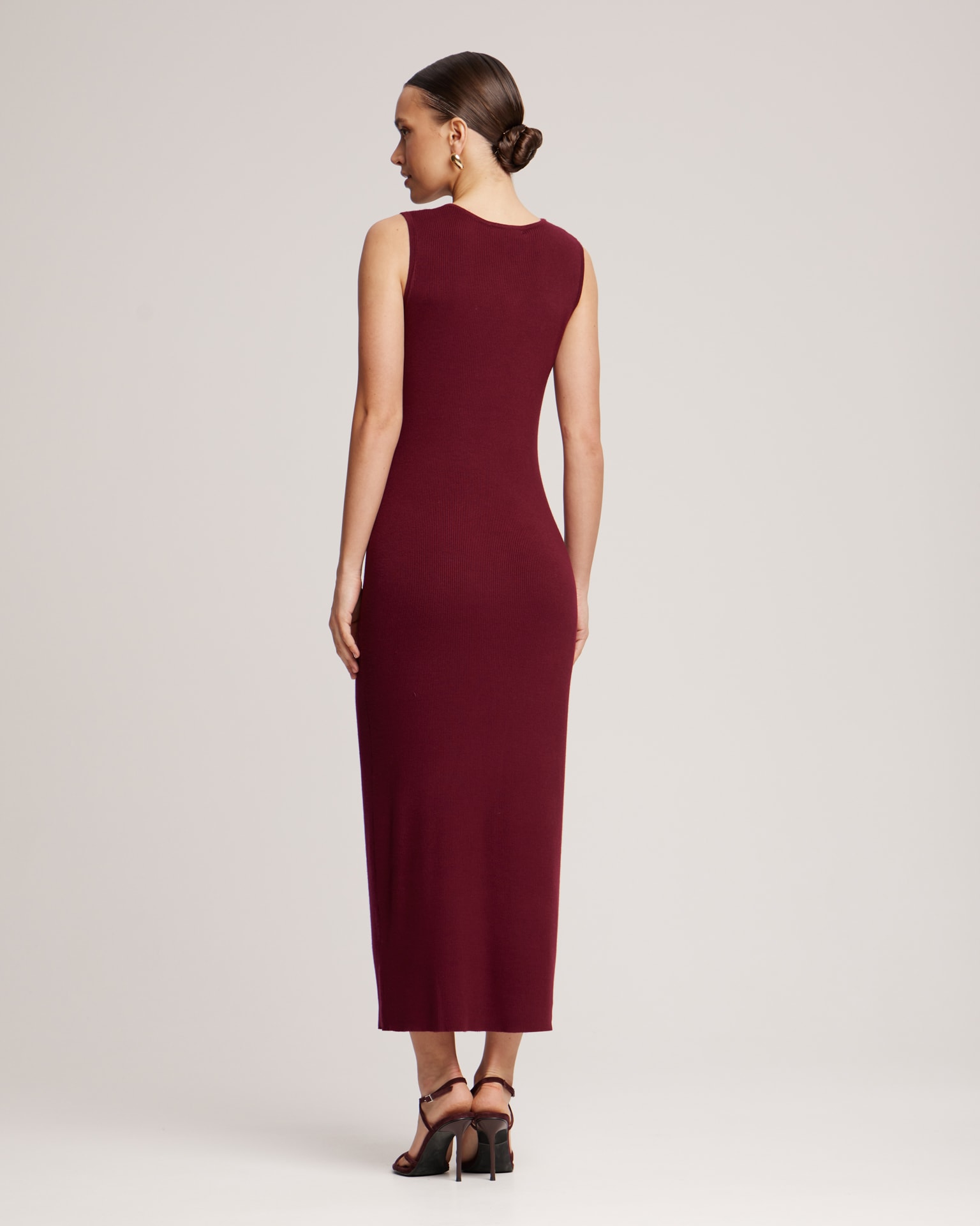 Sleeveless midi dress, Burgundy — photo 3
