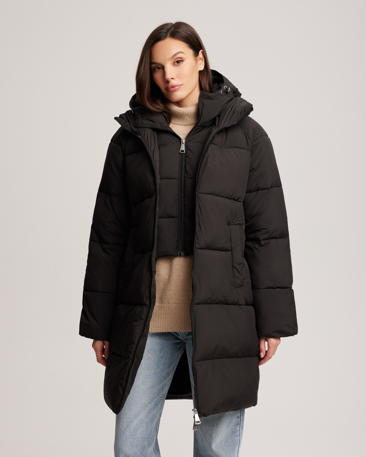 Essential black puffer coat, Black — photo 3