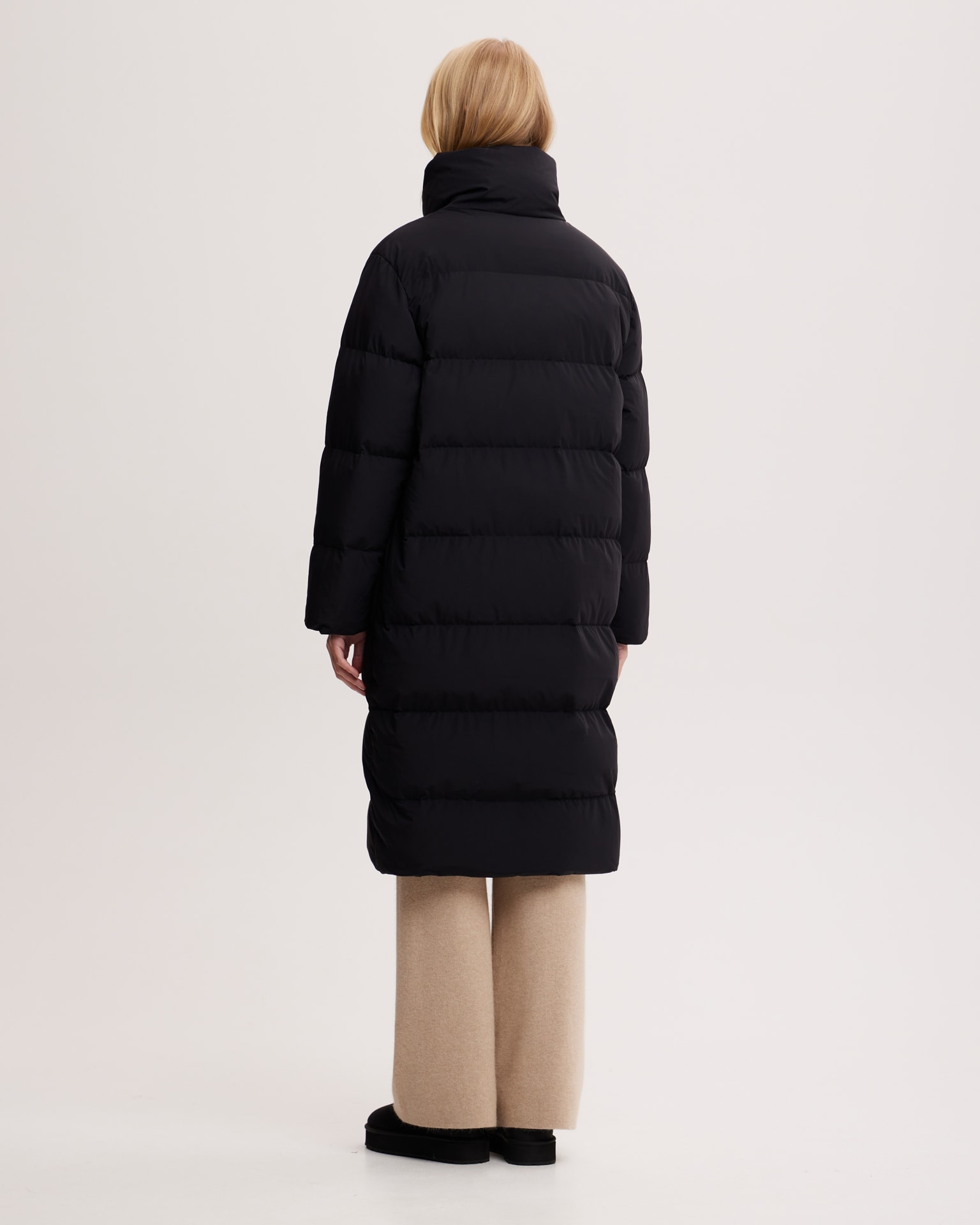 Belted down jacket in black, Black — photo 3