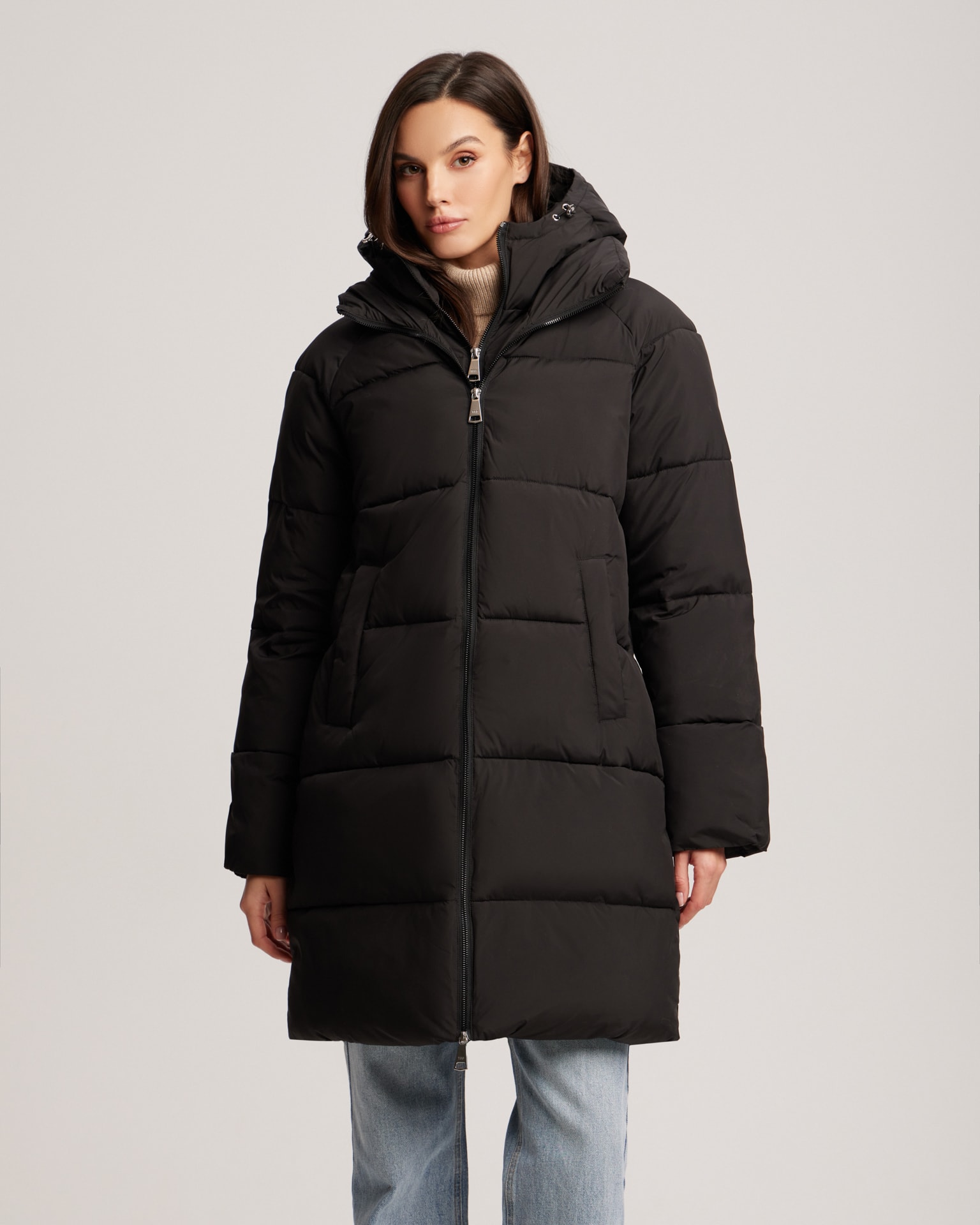Essential black puffer coat, Black — photo 4
