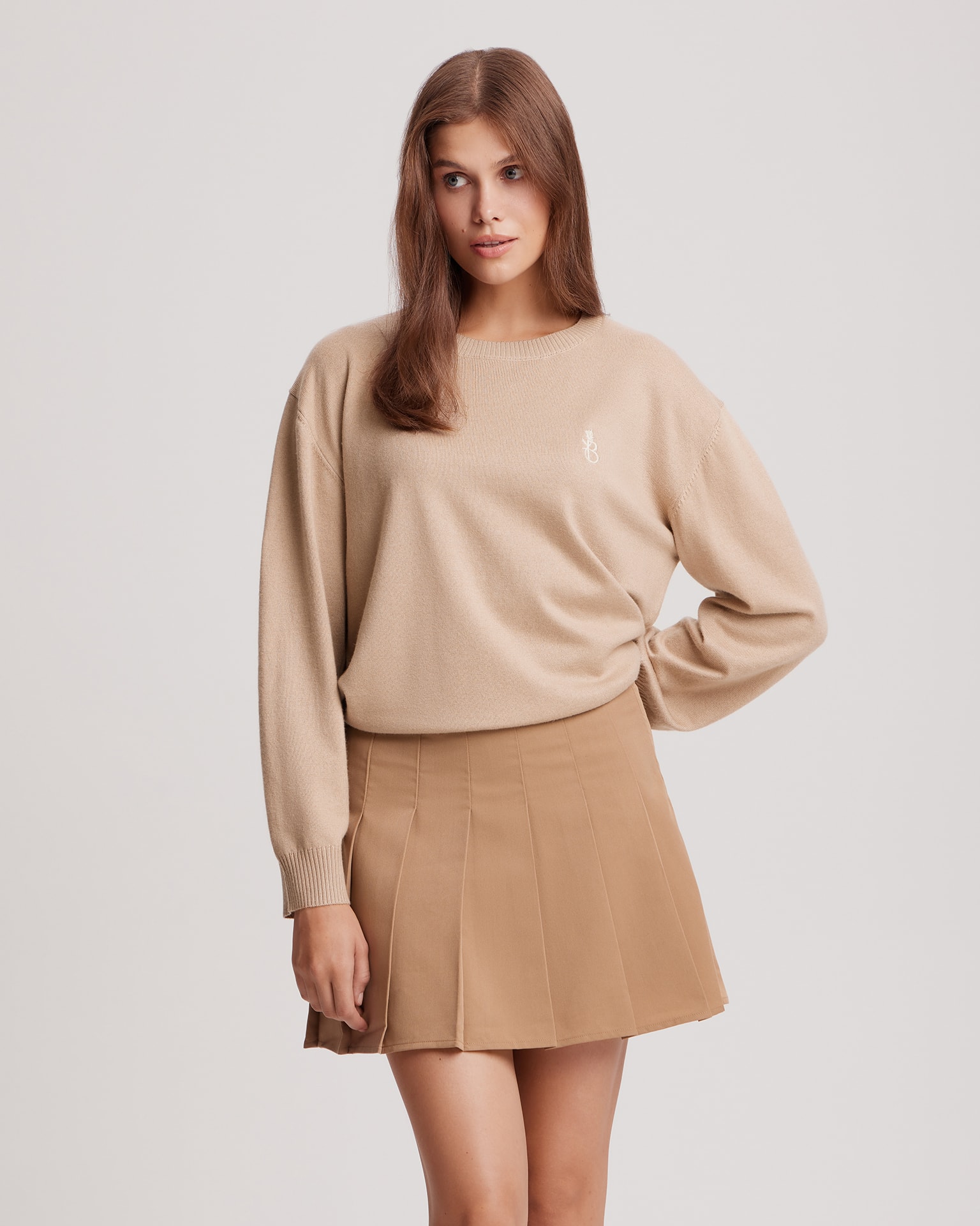 Pleated skirt, Beige — photo 2