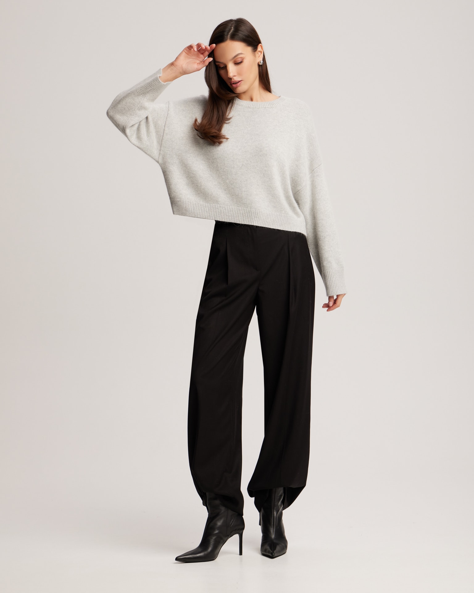 Cropped jumper in grey, Grey. — photo 3