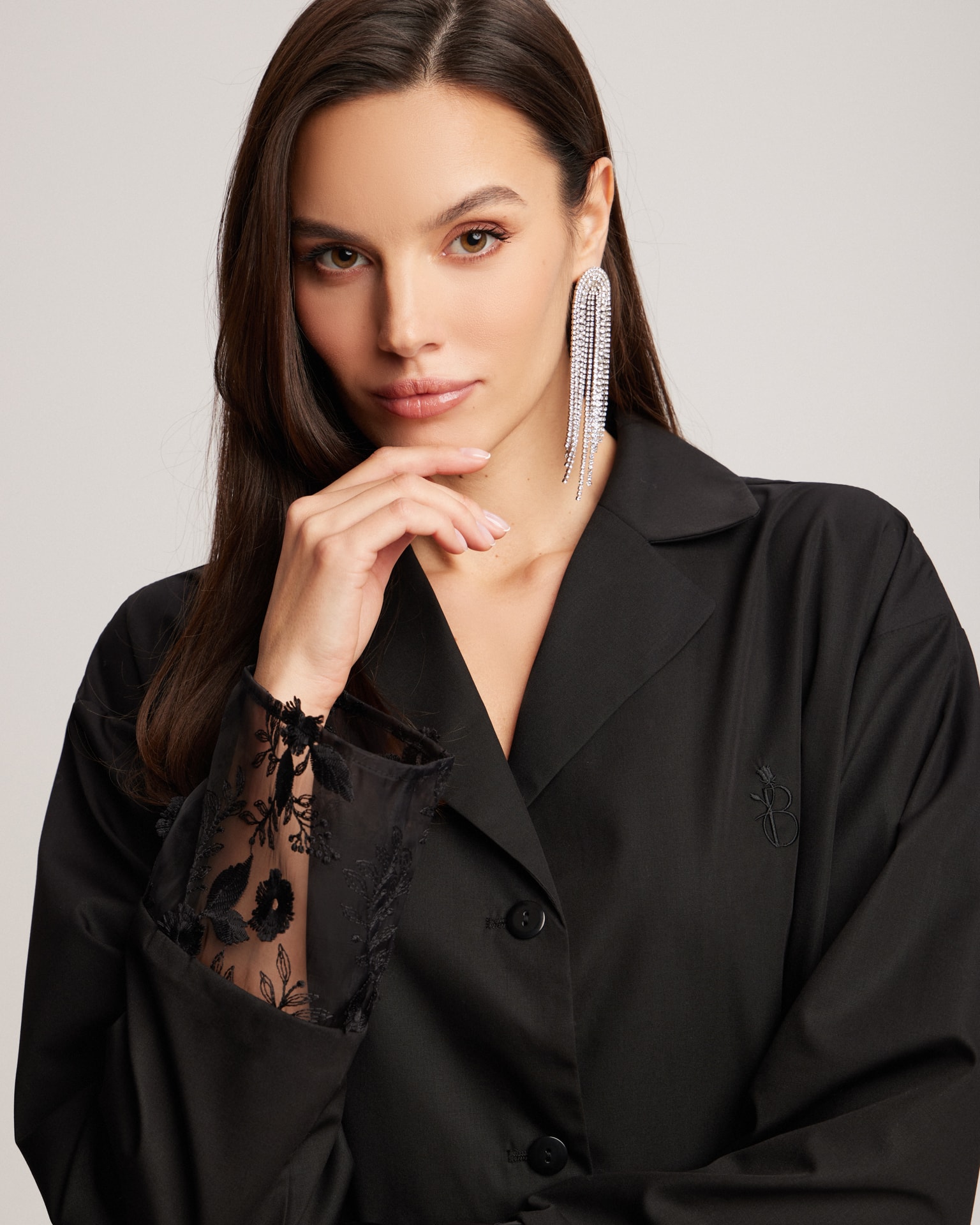 Set with Lace Inserts, Black — photo 4