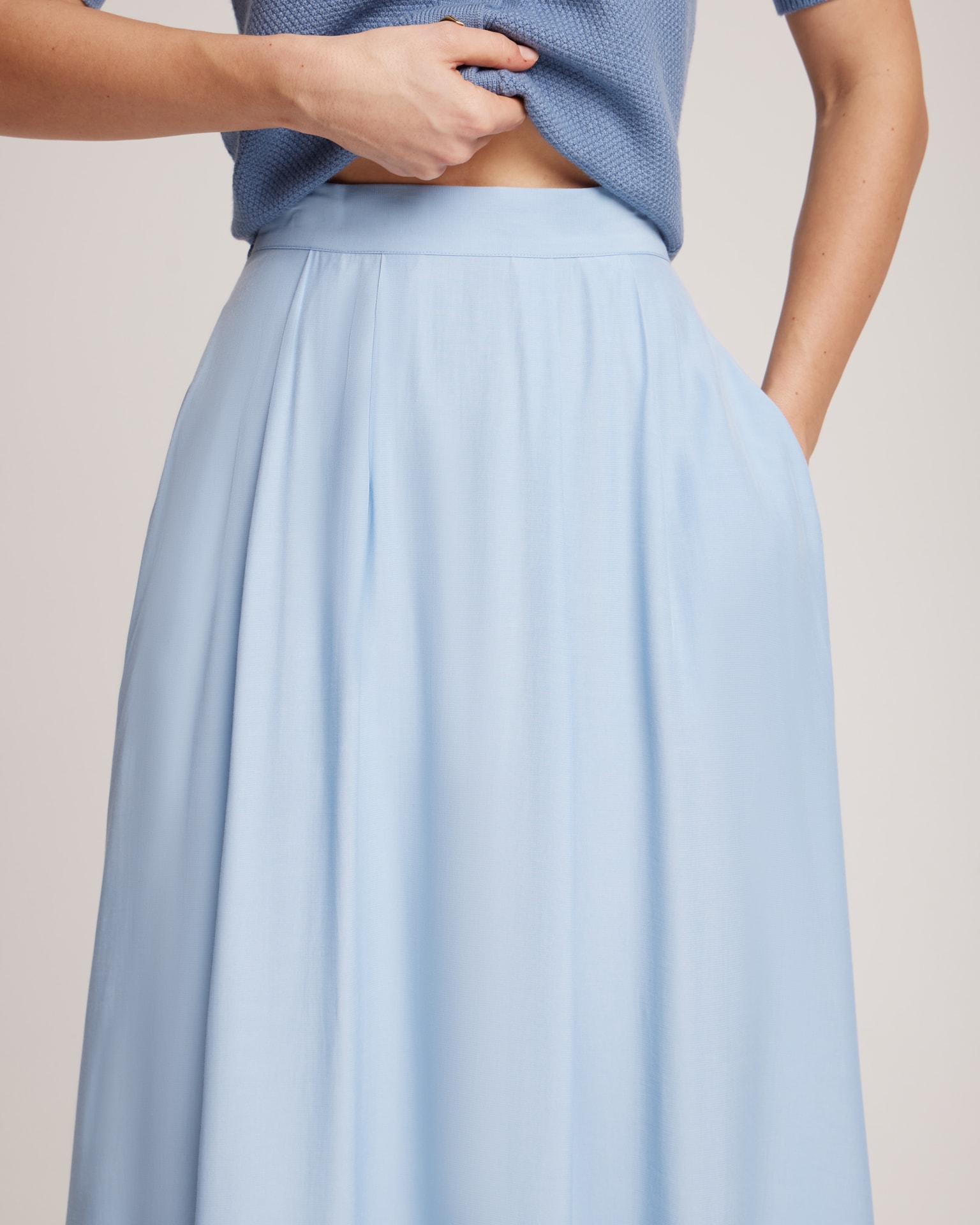 Flowing midi skirt, Blue — photo 6