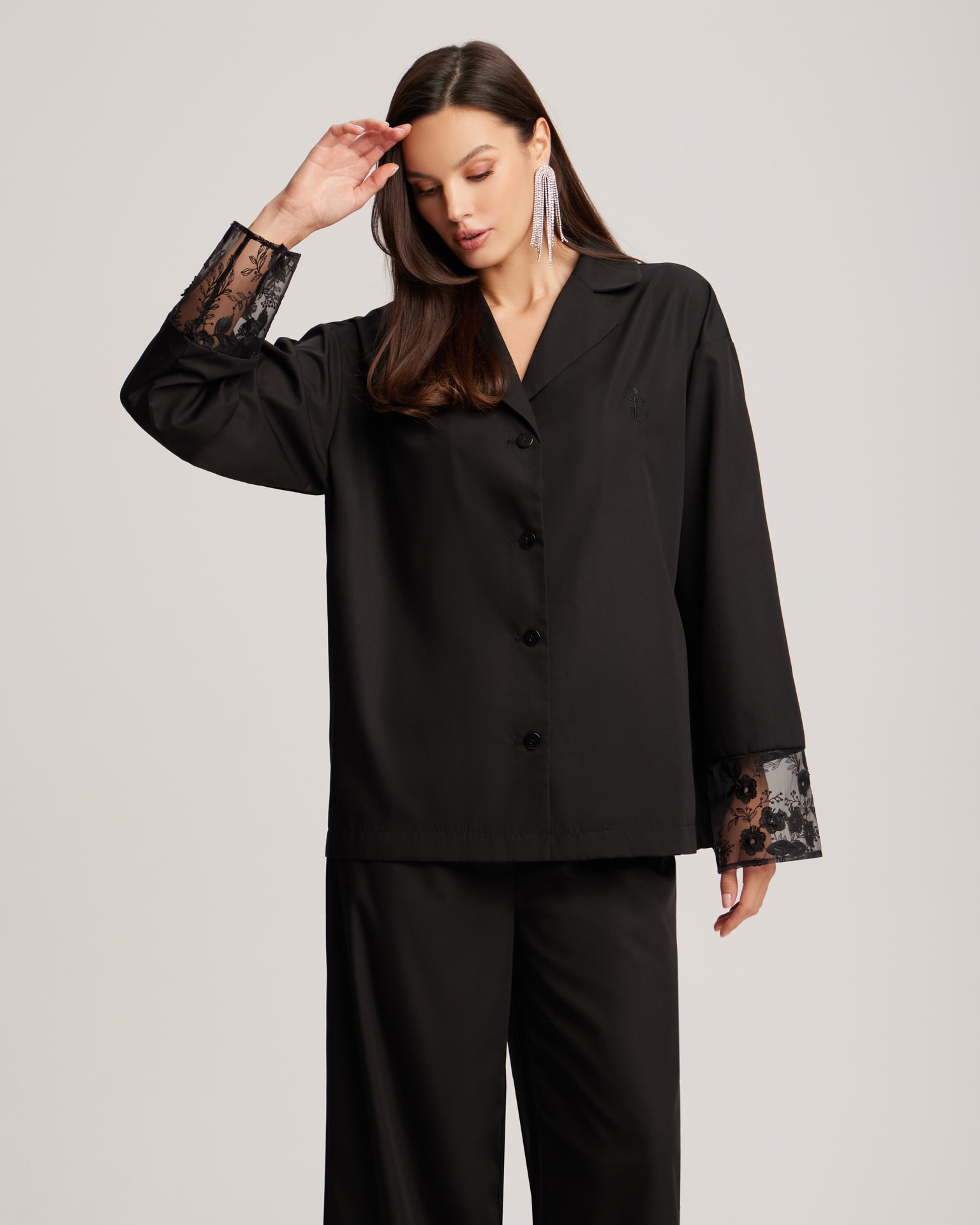 Set with Lace Inserts, Black — photo 3