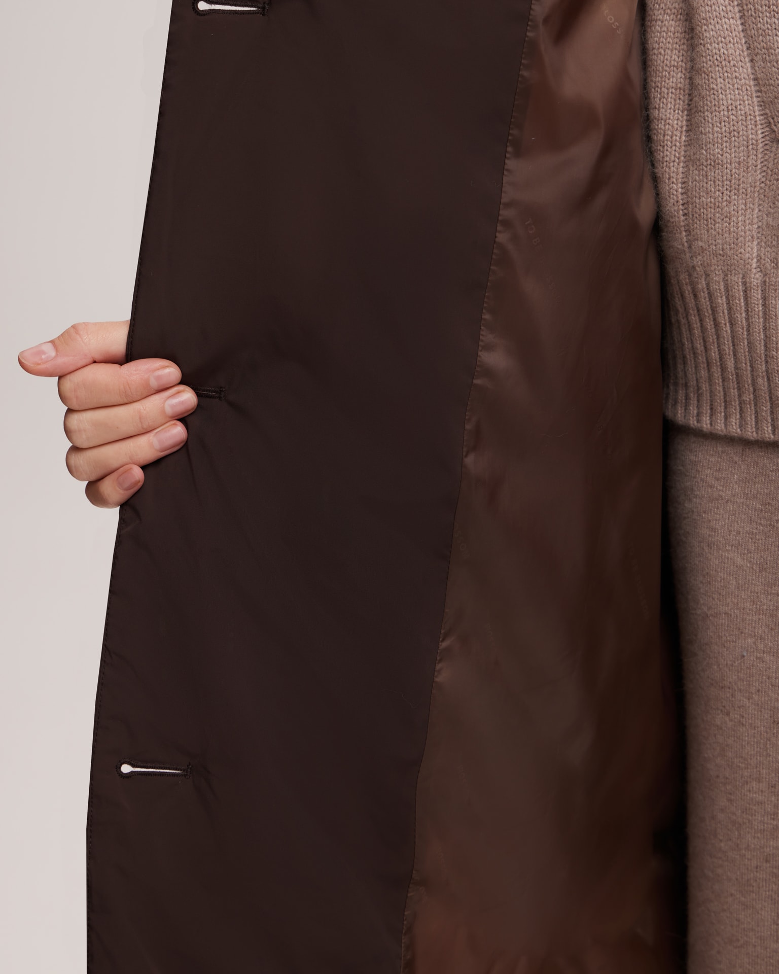 Chocolate brown belted puffer coat, Brown — photo 10