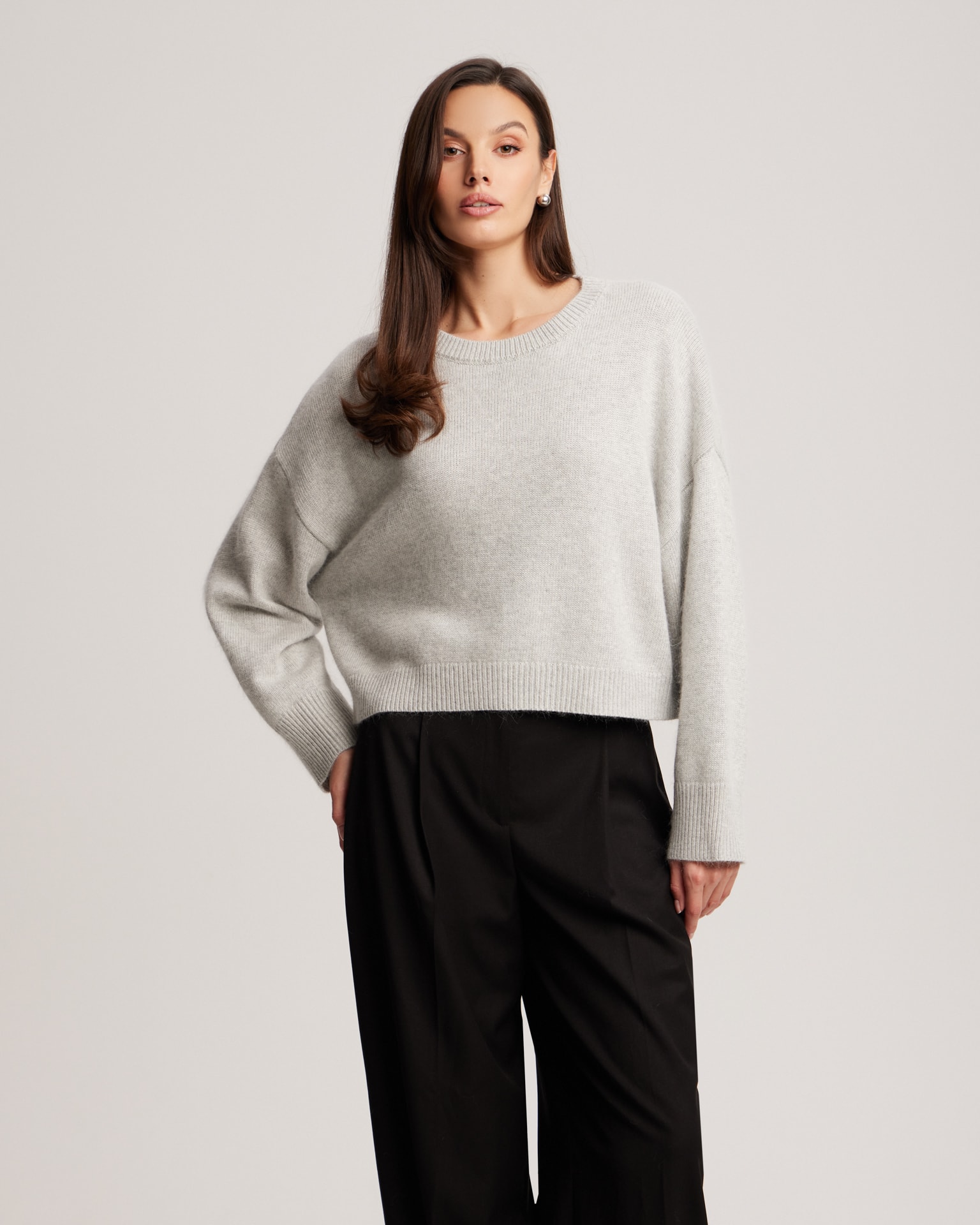 Cropped jumper in grey, Grey. — photo 4