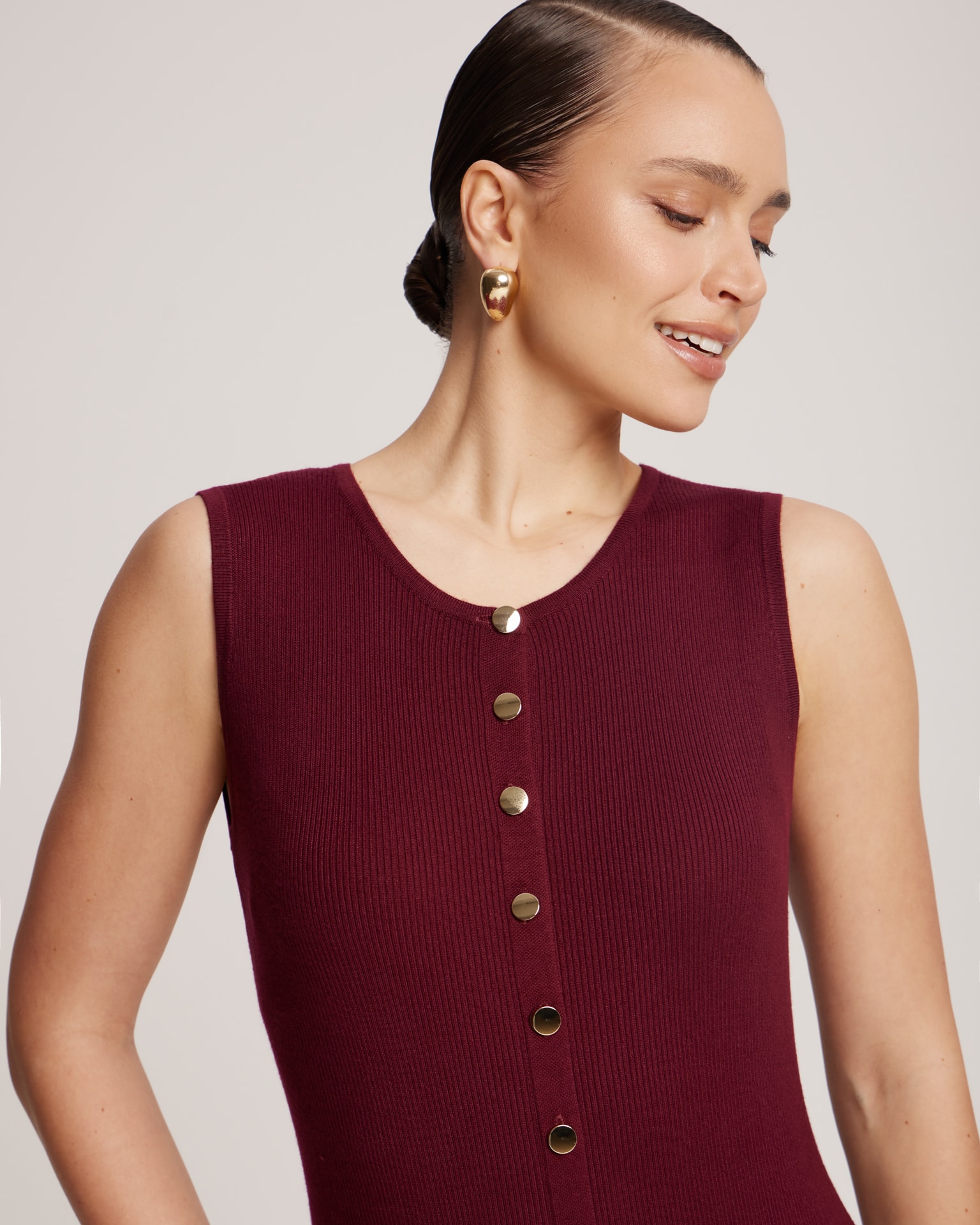 Sleeveless midi dress, Burgundy — photo 4