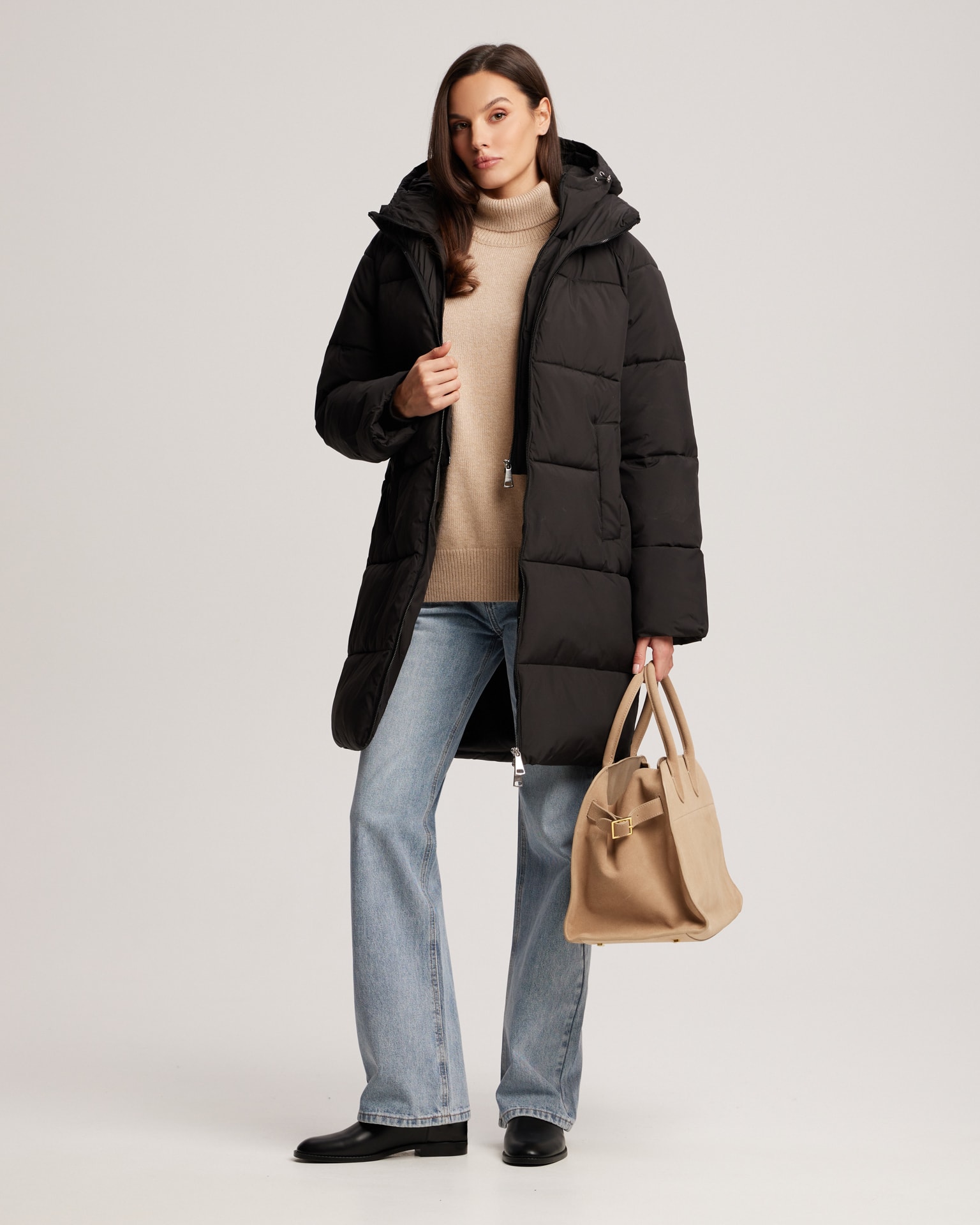 Essential black puffer coat, Black — photo 2