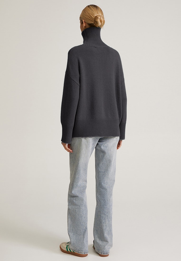 Graphite-coloured jumper with a high neck, Dark Grey — photo 5
