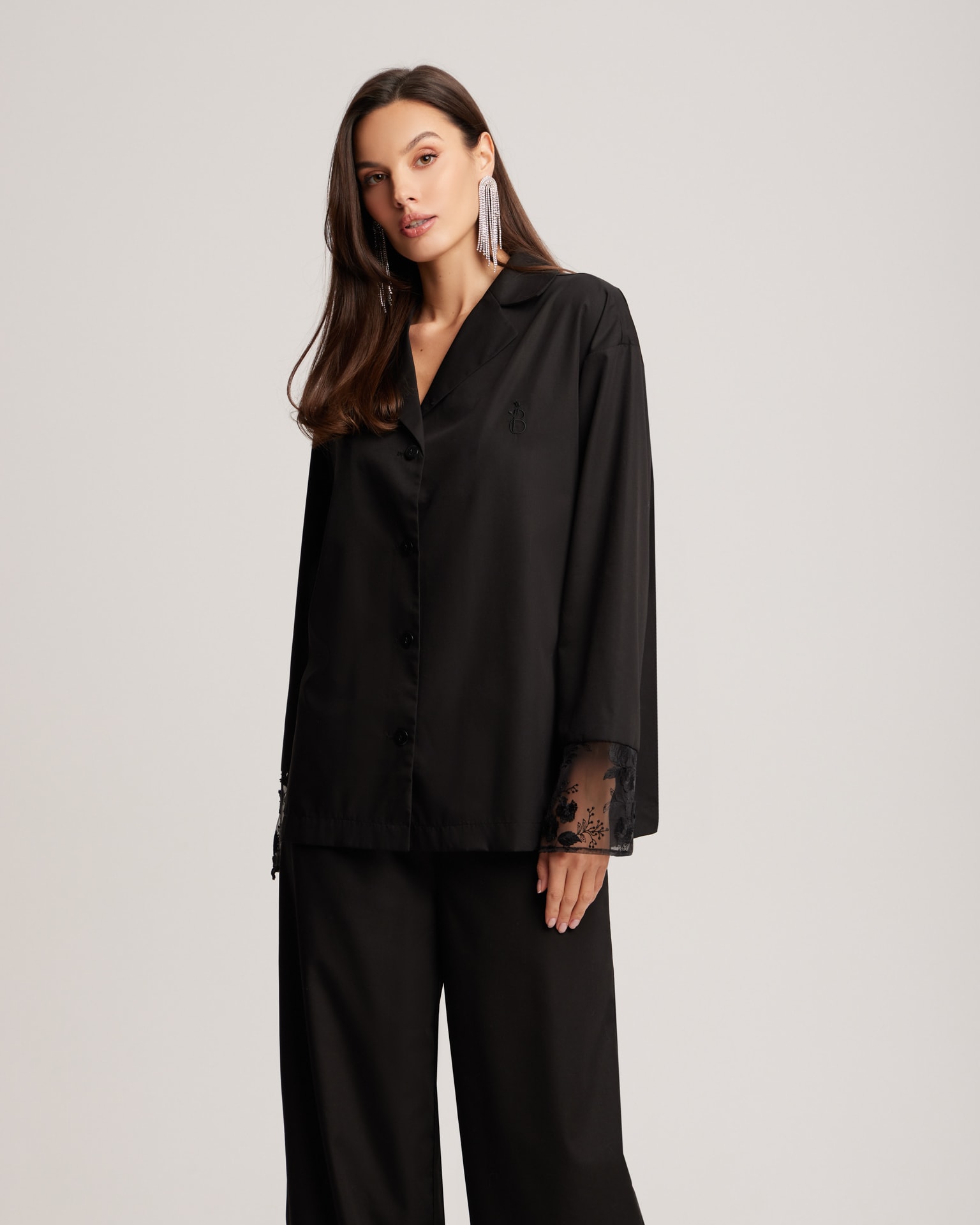 Set with Lace Inserts, Black — photo 2