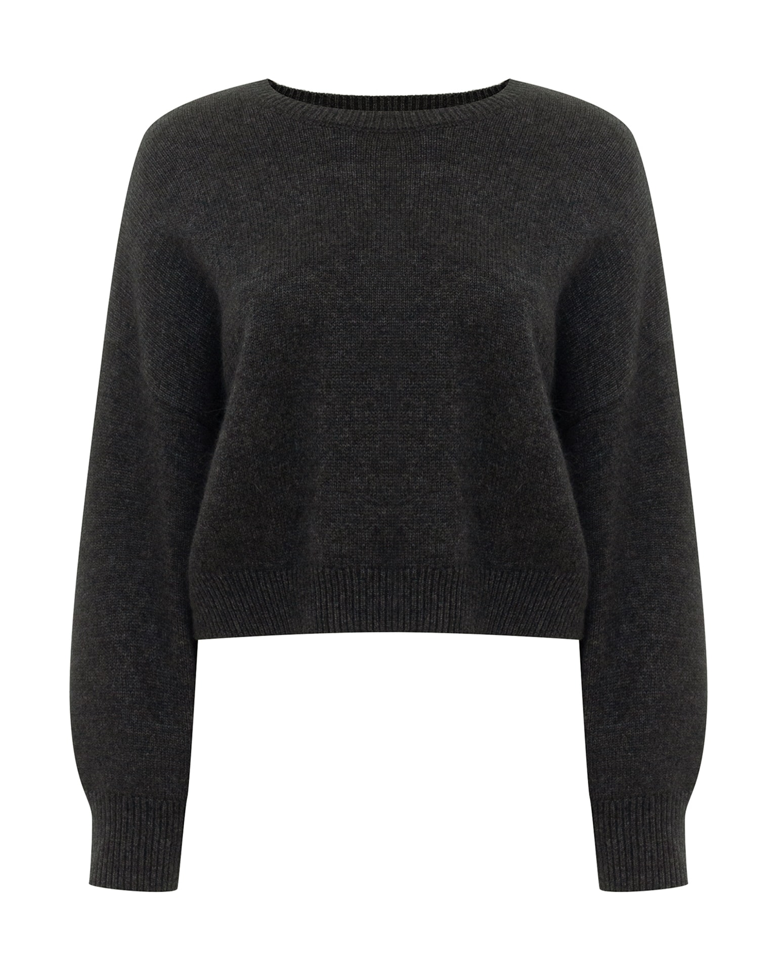 Cropped jumper in graphite colour, Dark grey — photo 8
