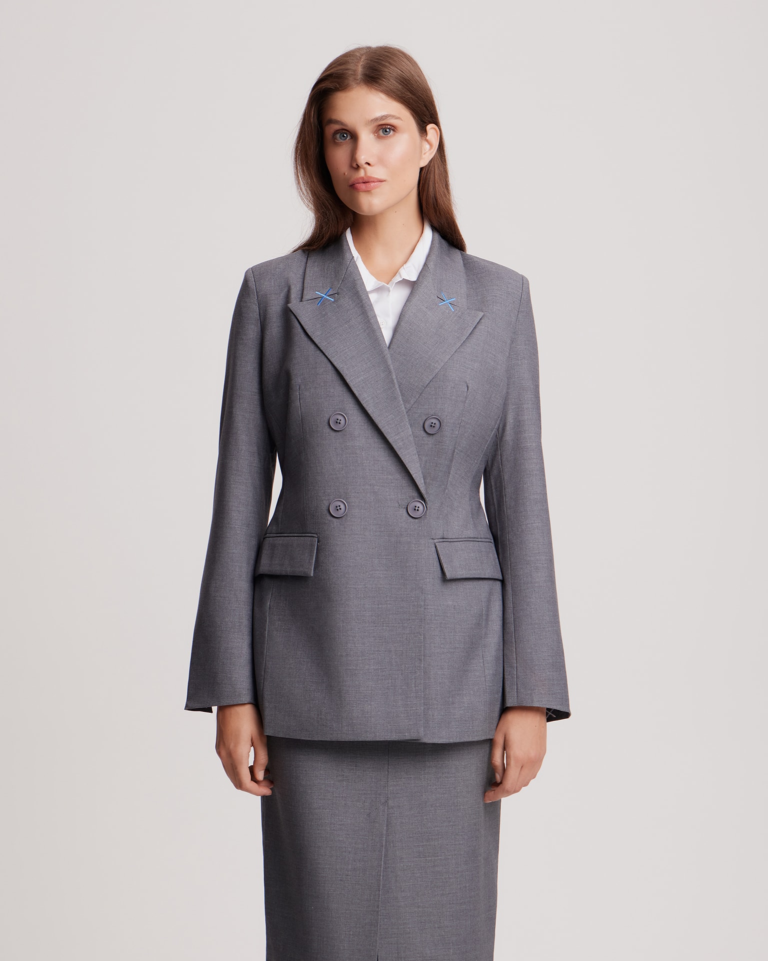 Grey double-breasted blazer, Grey — photo 2