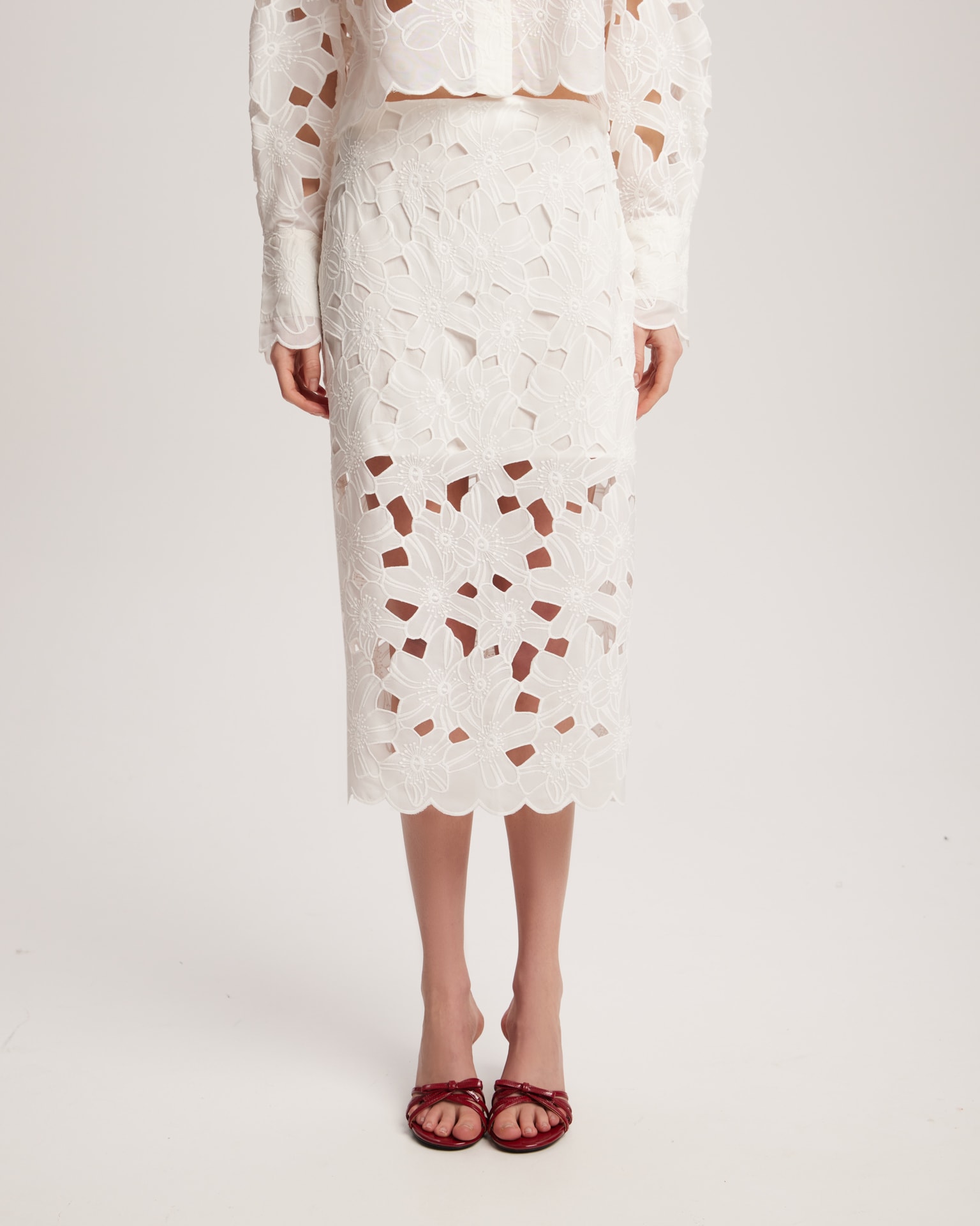 White lace skirt, White — photo 2
