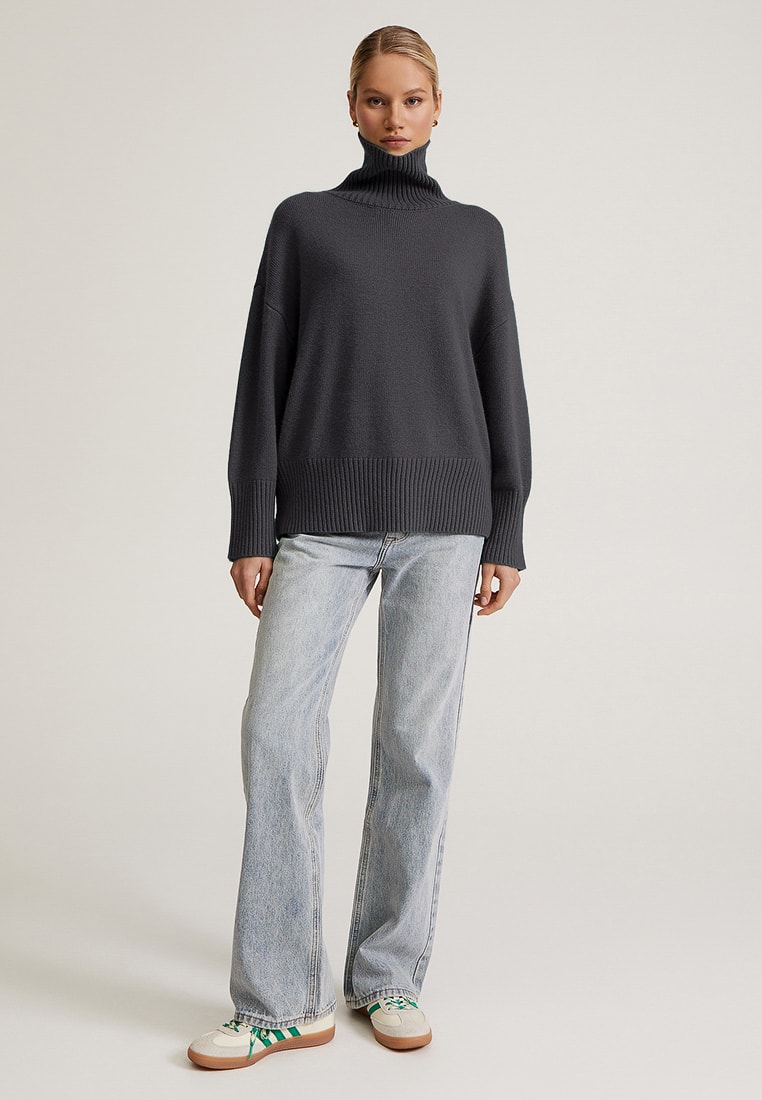Graphite-coloured jumper with a high neck, Dark Grey — photo 3