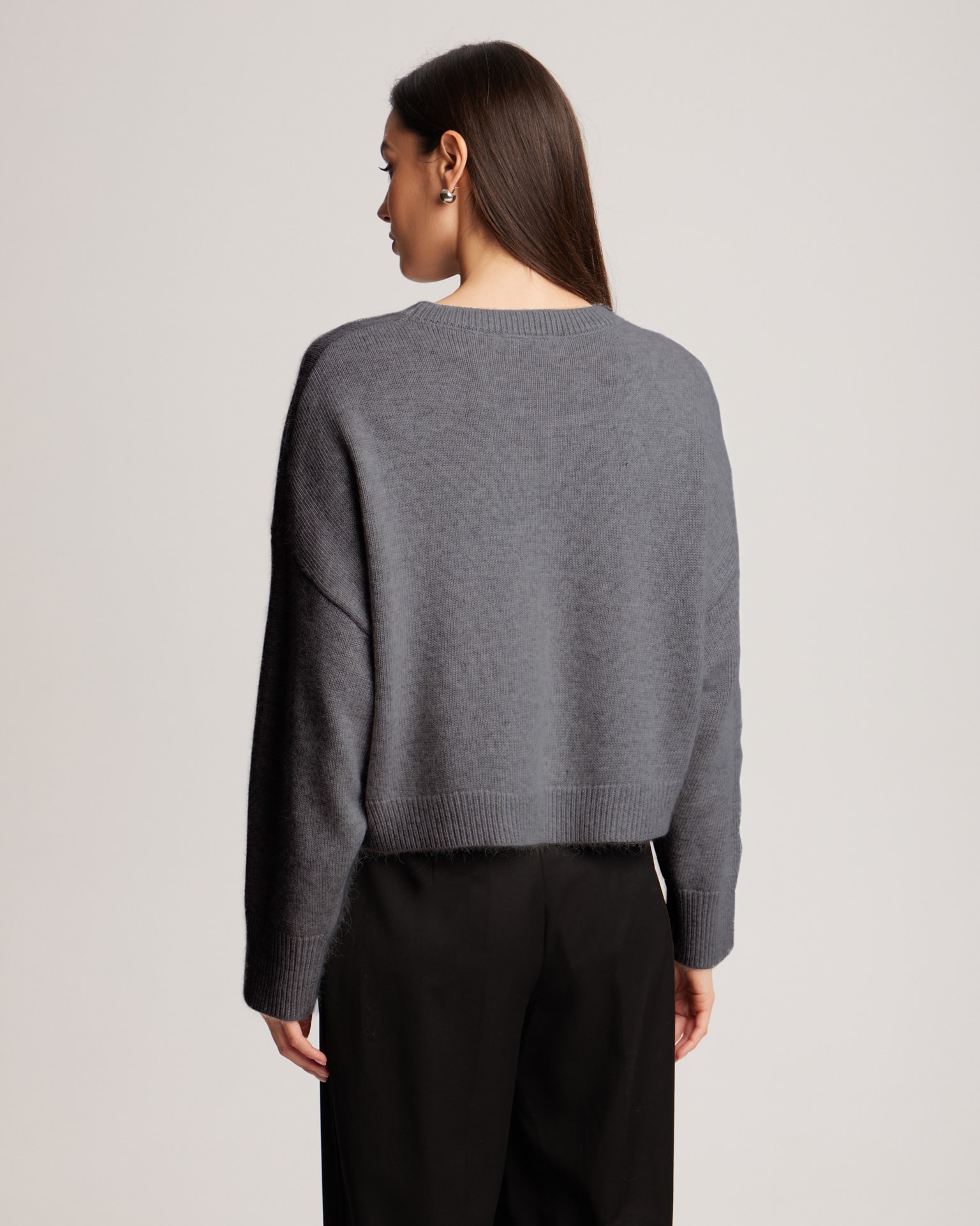 Cropped jumper in graphite colour, Dark grey — photo 7