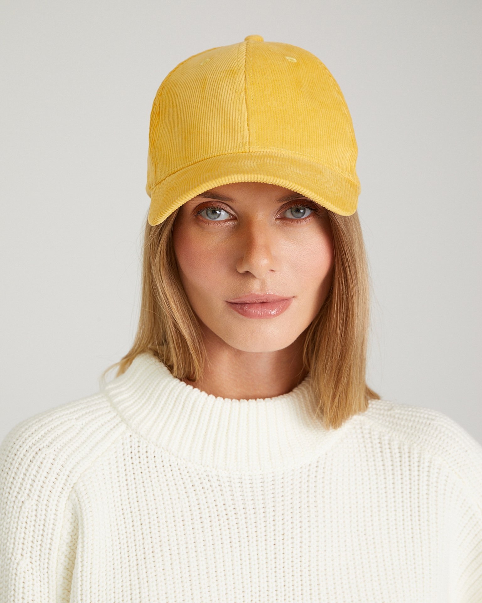 Yellow corduroy baseball cap