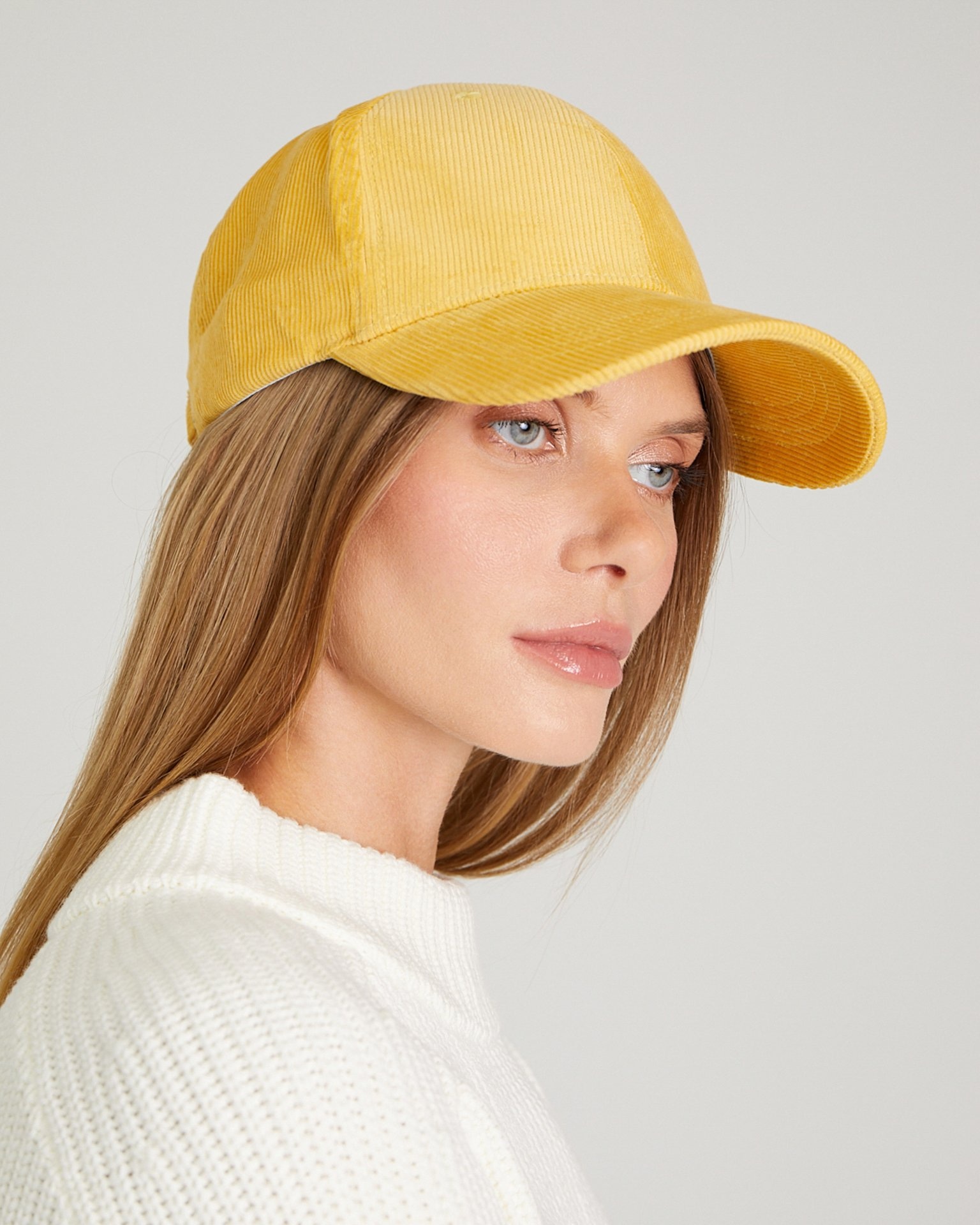 Yellow corduroy baseball cap