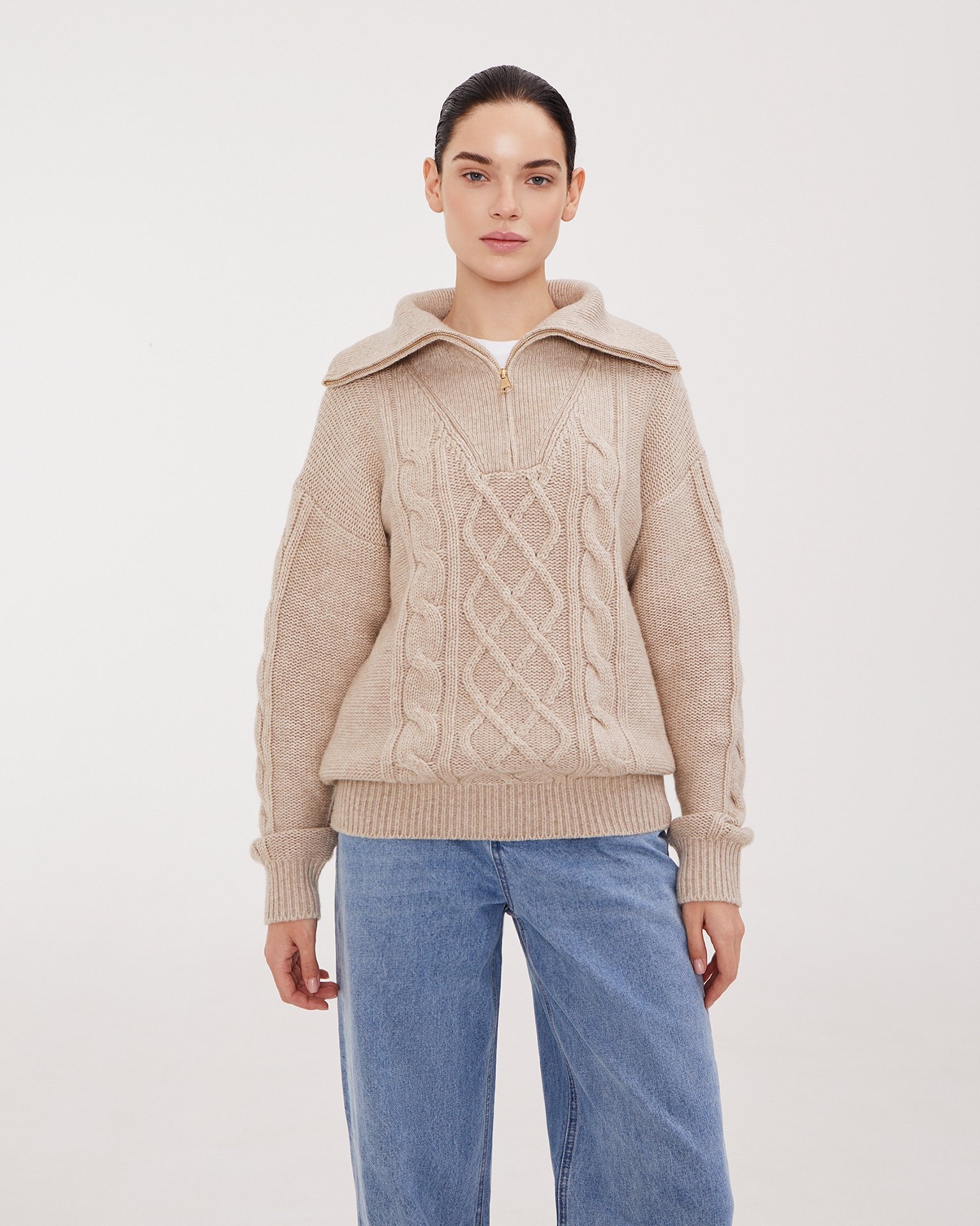 Beige Jumper with Pattern