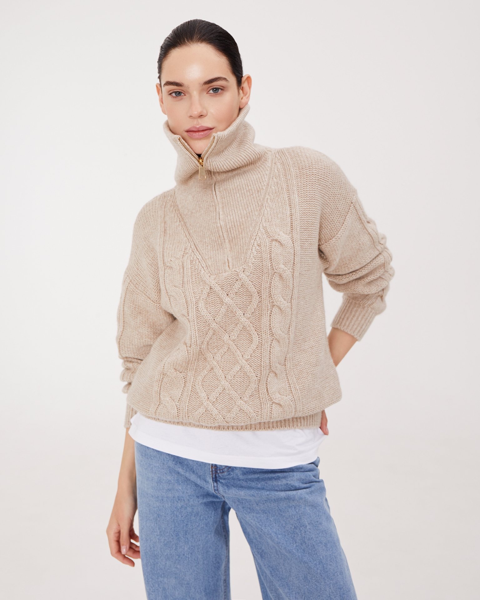 Beige Jumper with Pattern
