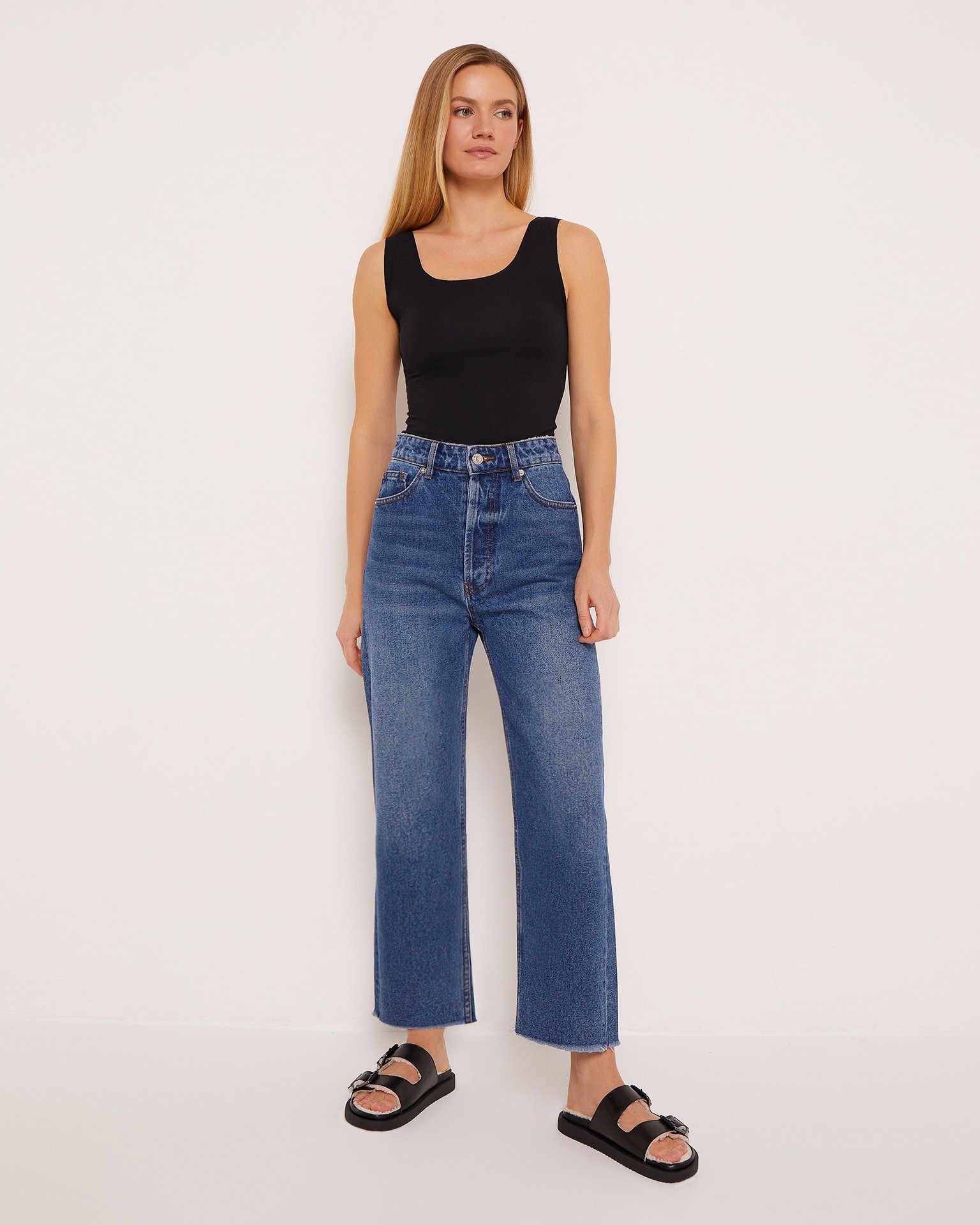Cropped wide-leg jeans