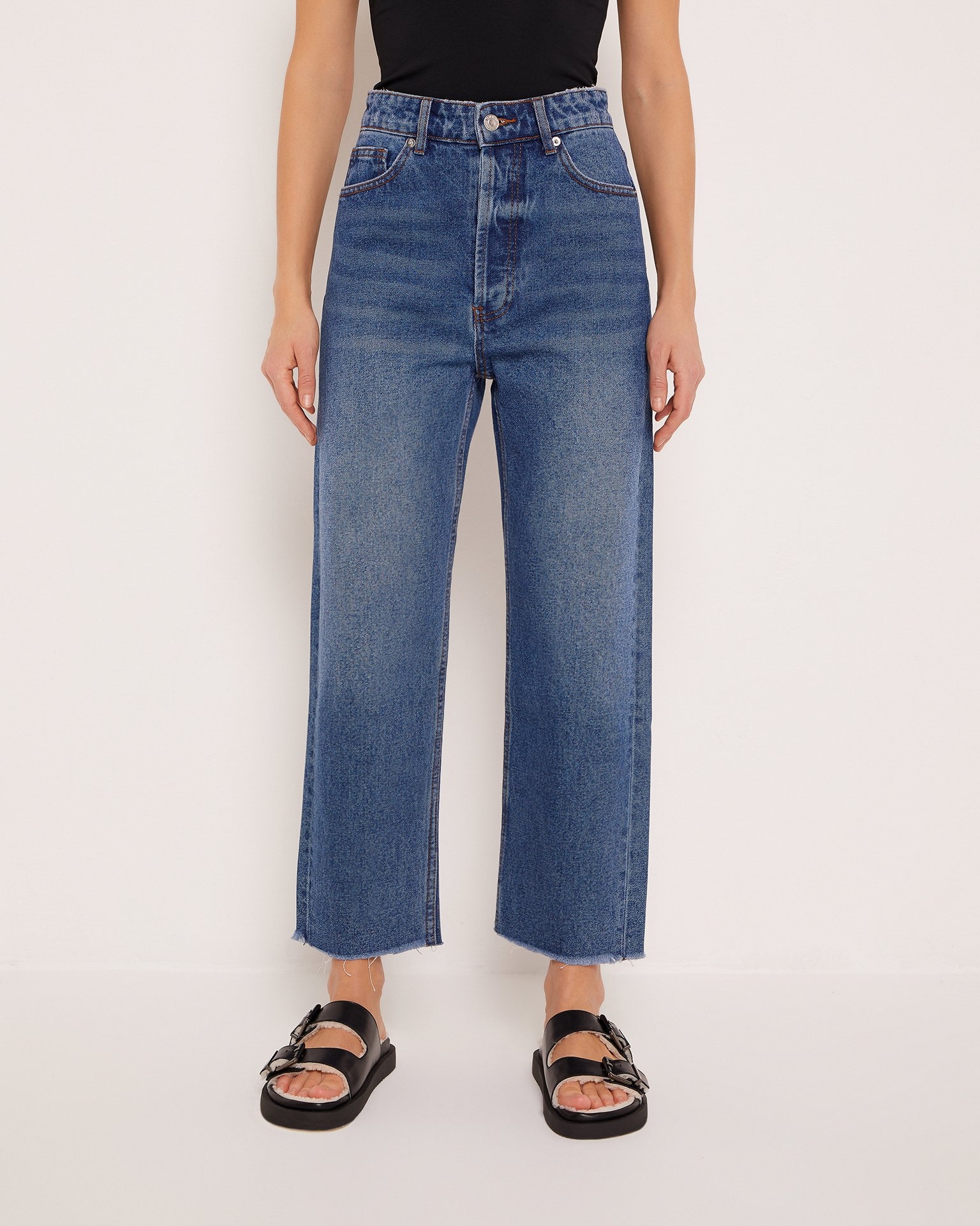 Cropped wide-leg jeans