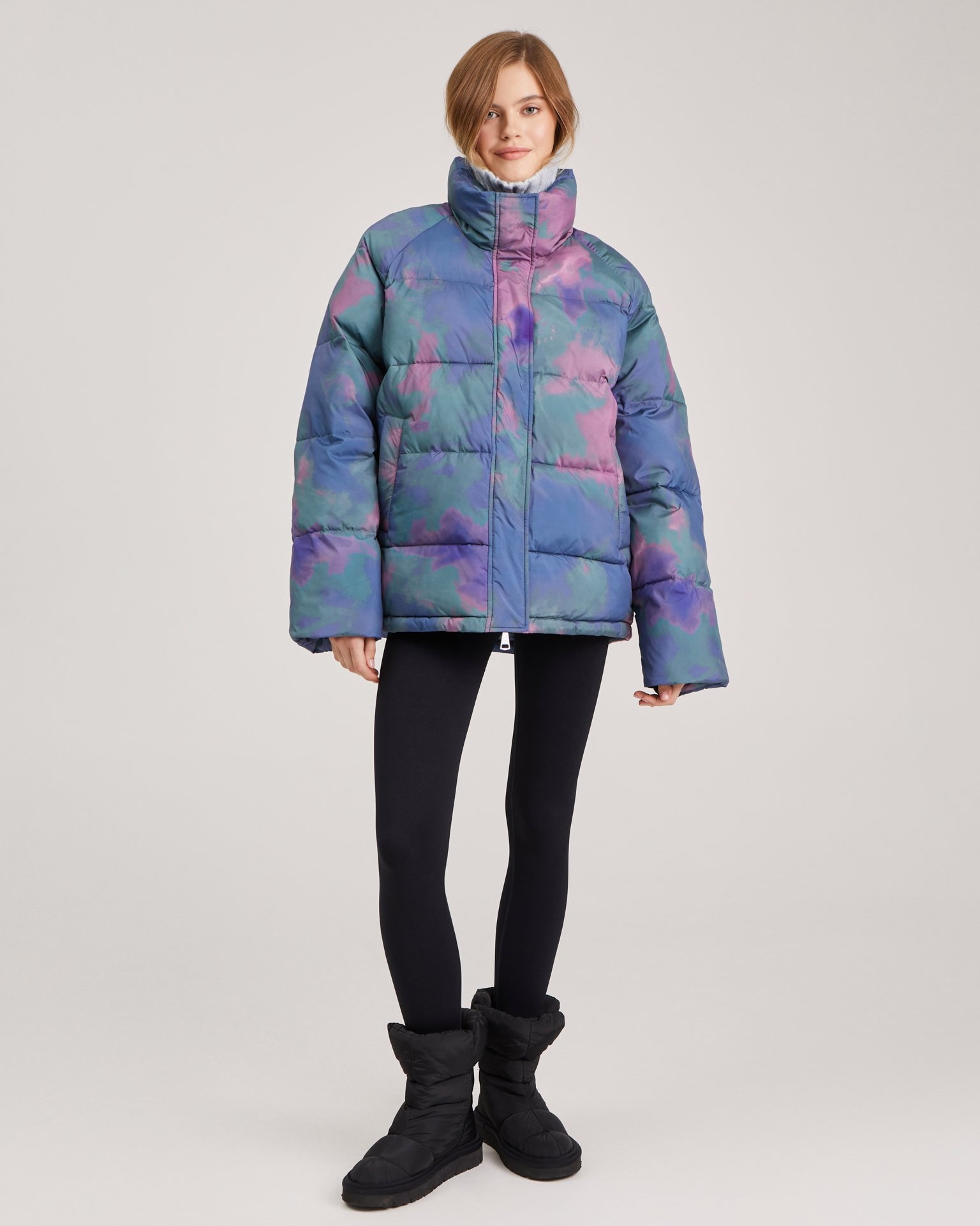 A voluminous puffer jacket