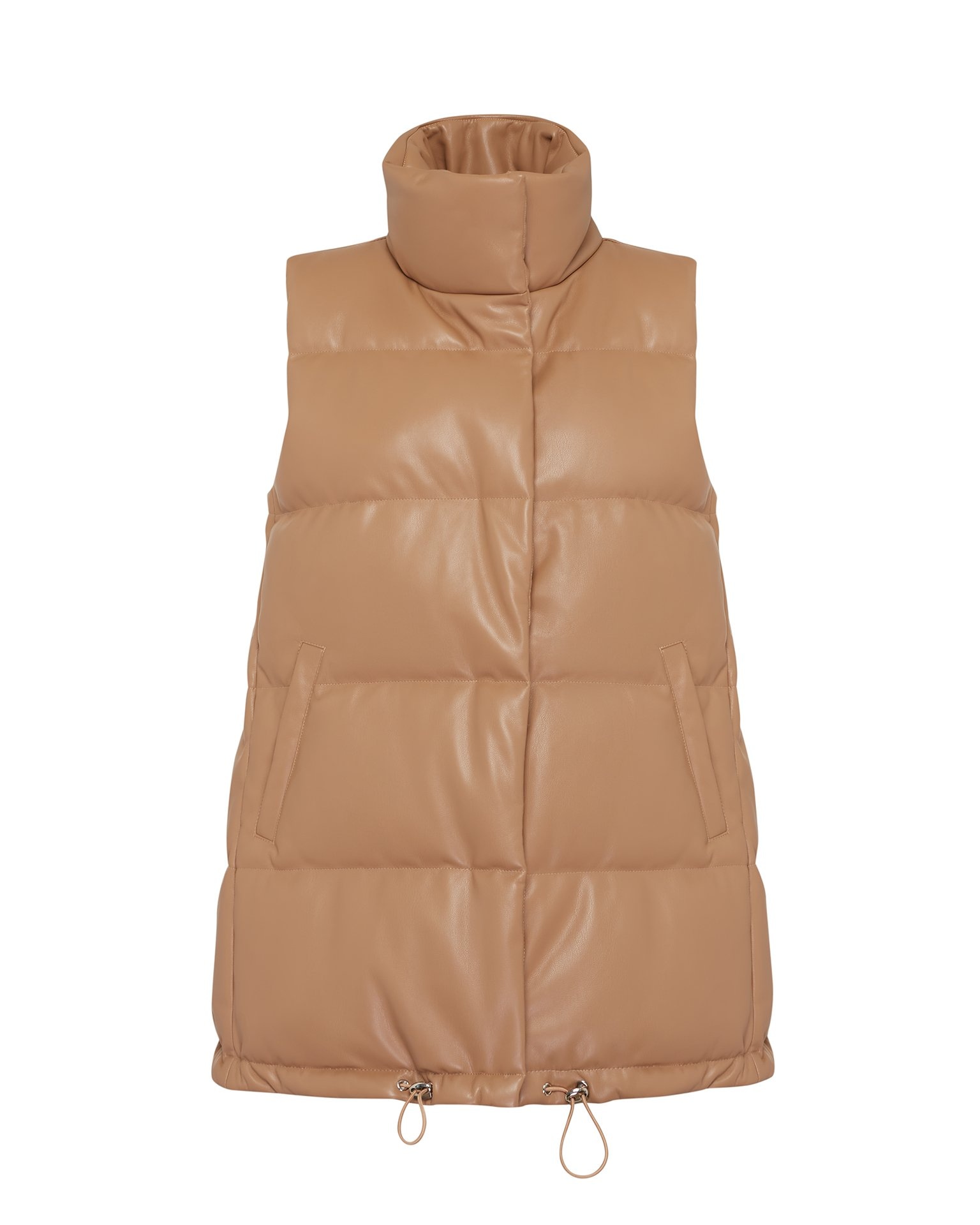 Quilted vest with a stand-up collar in brown