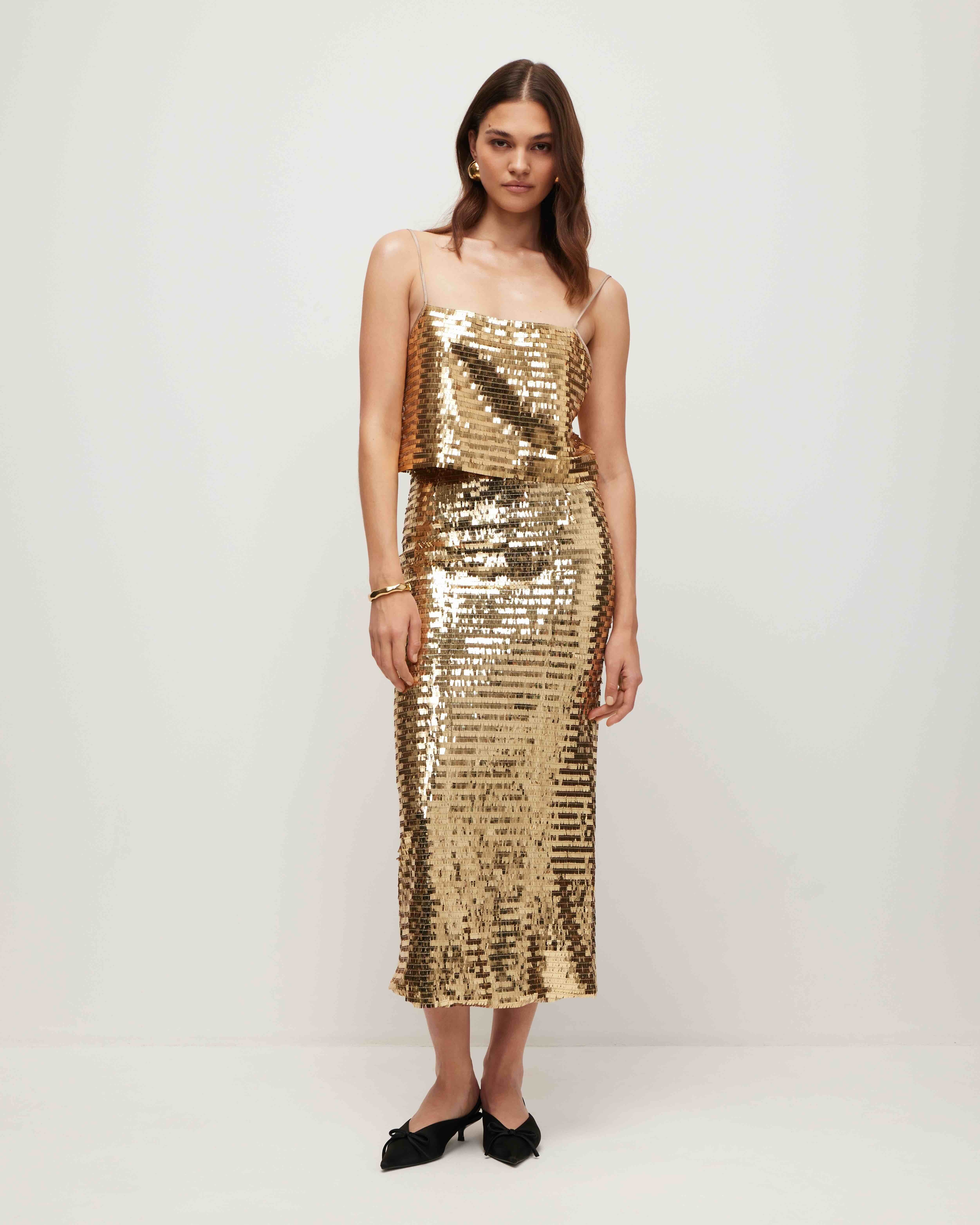 Sequin midi skirt