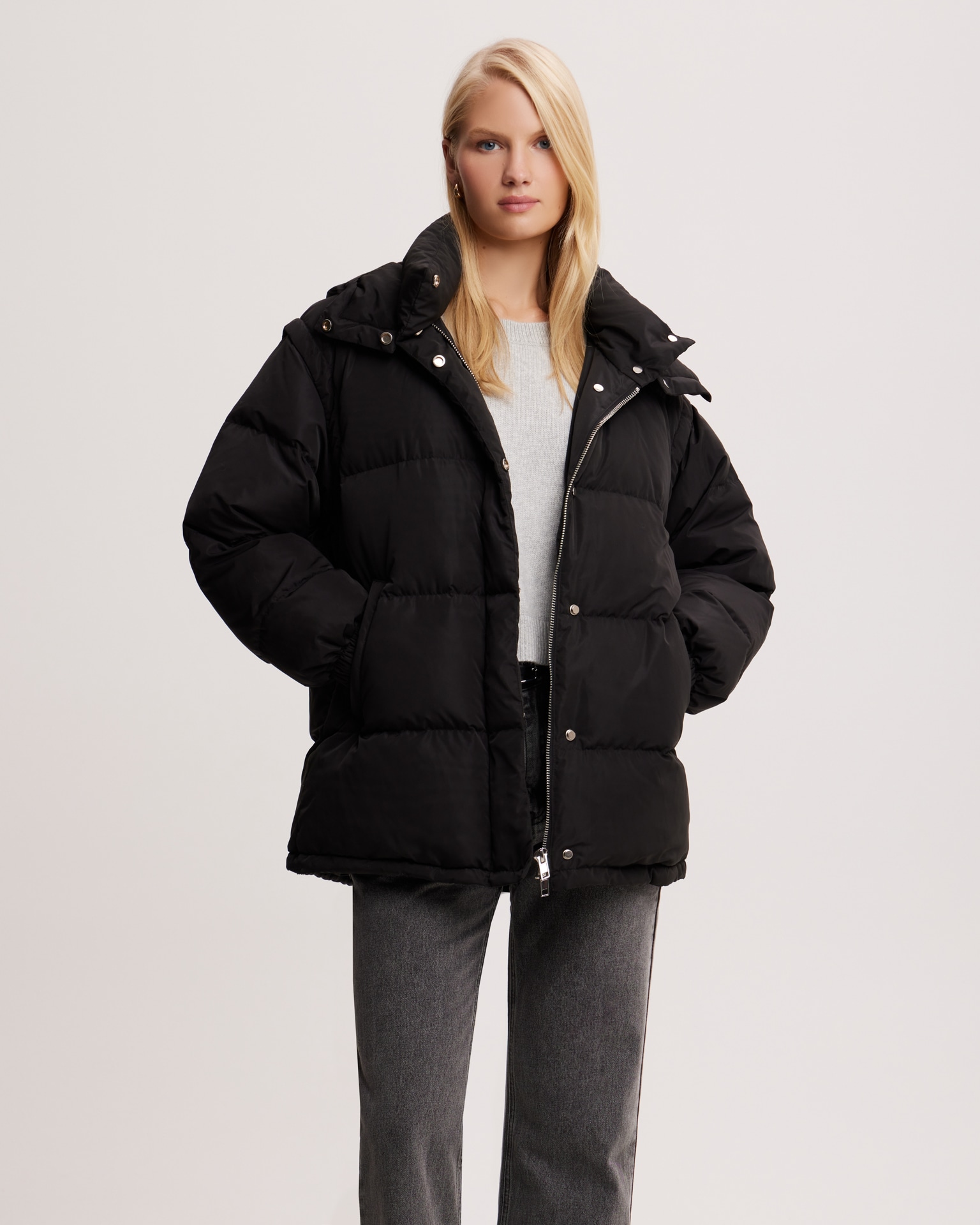 Longline jacket in black