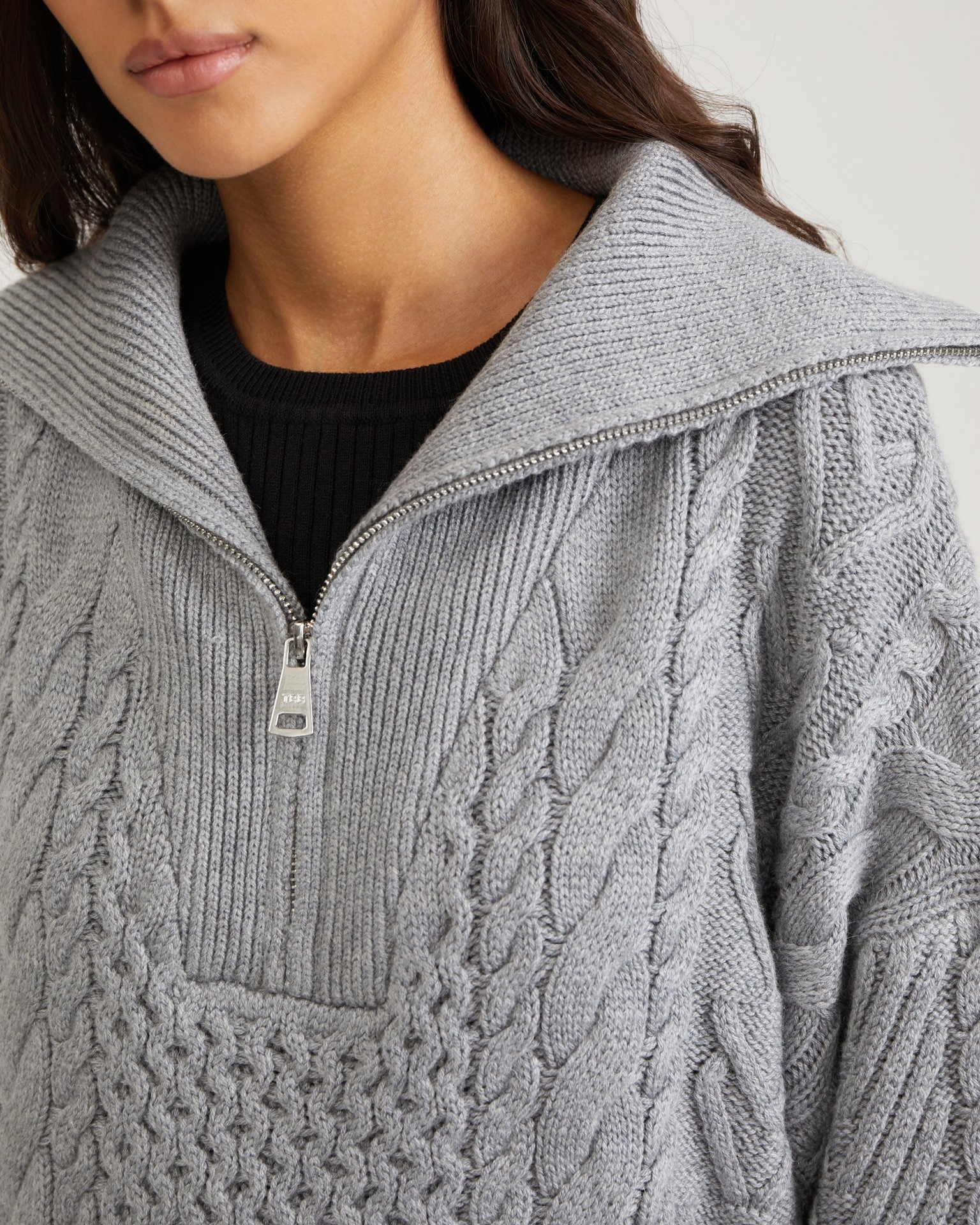 Grey zip-collar sweater
