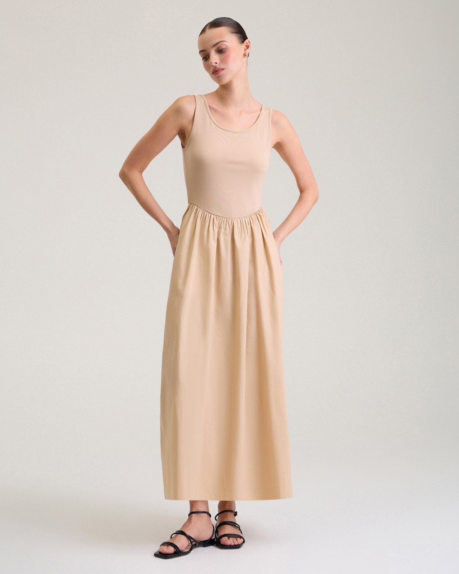 Beige Pinafore Dress