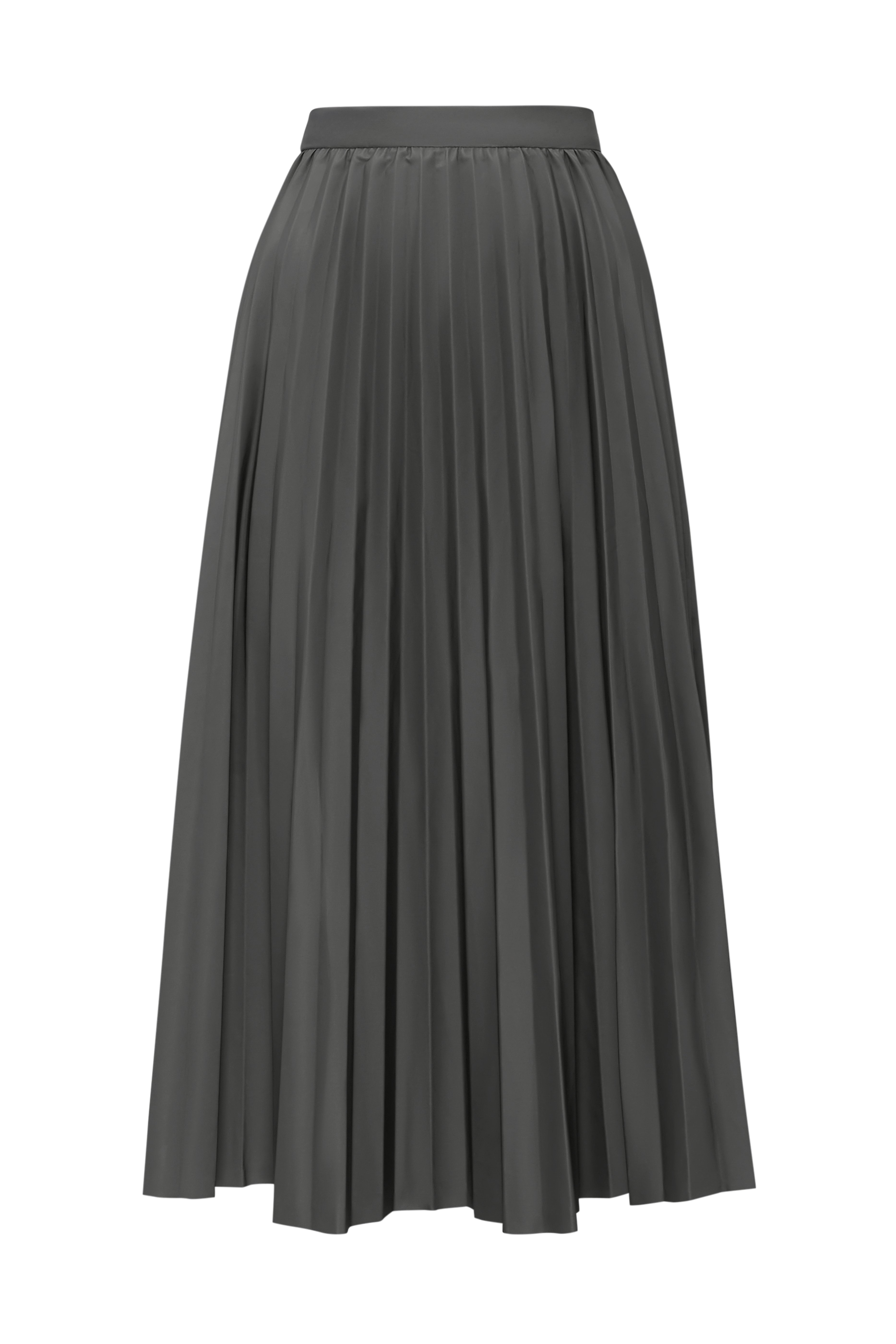A long pleated skirt in graphite