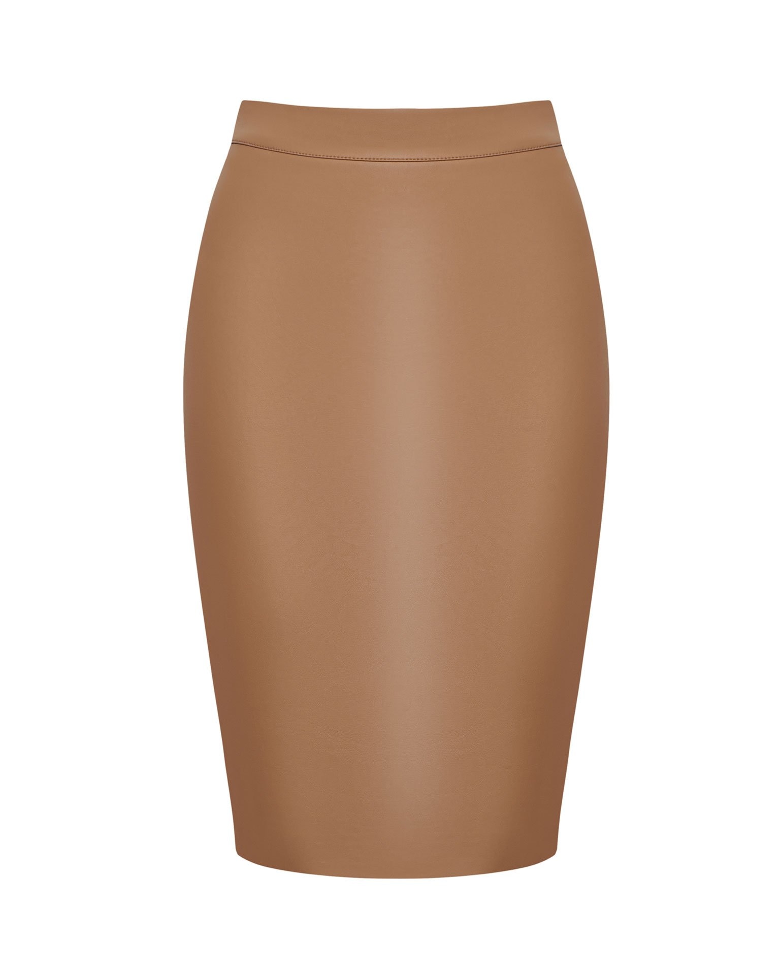 A faux leather skirt