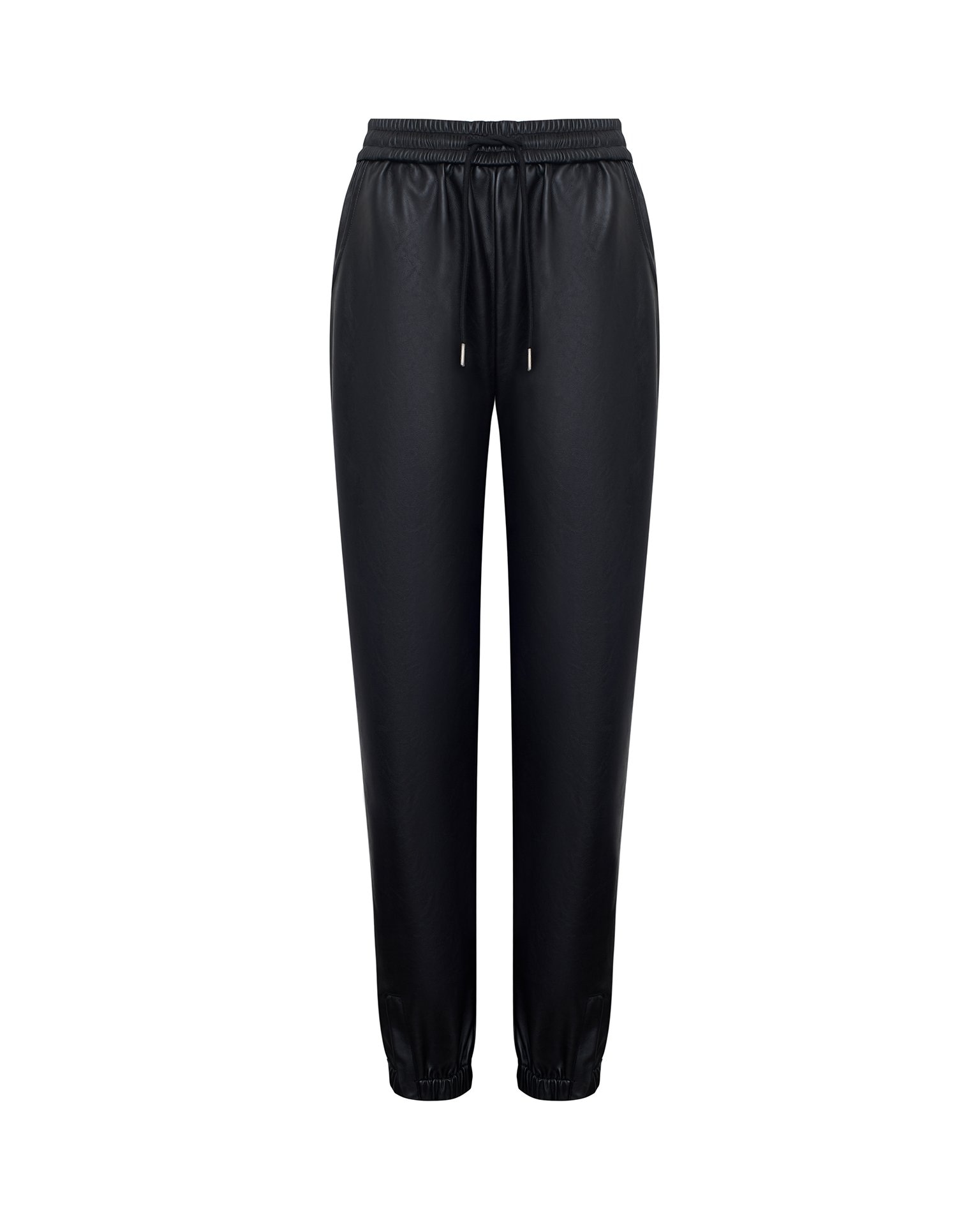 Black faux leather trousers