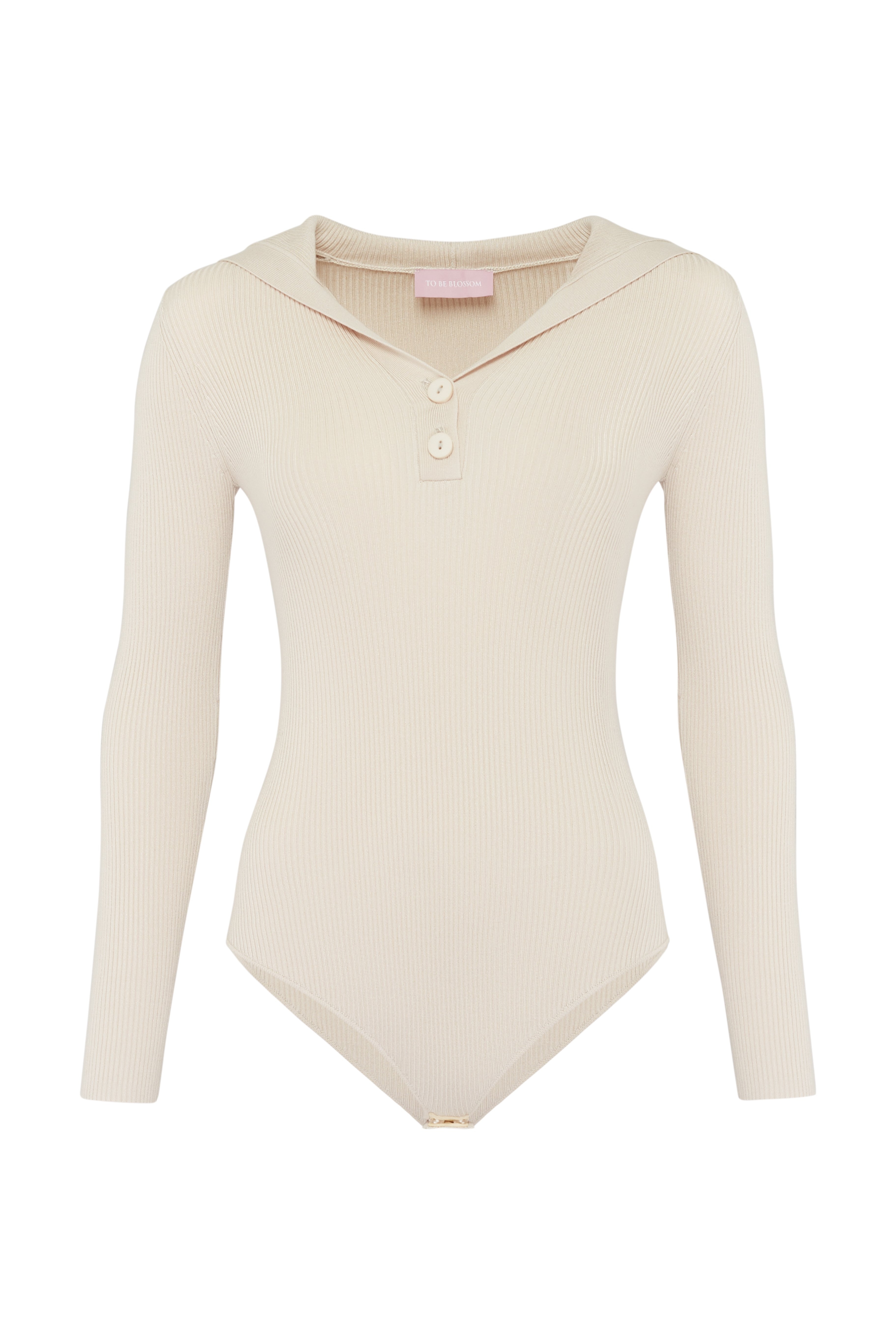 Bodysuit with hood in beige